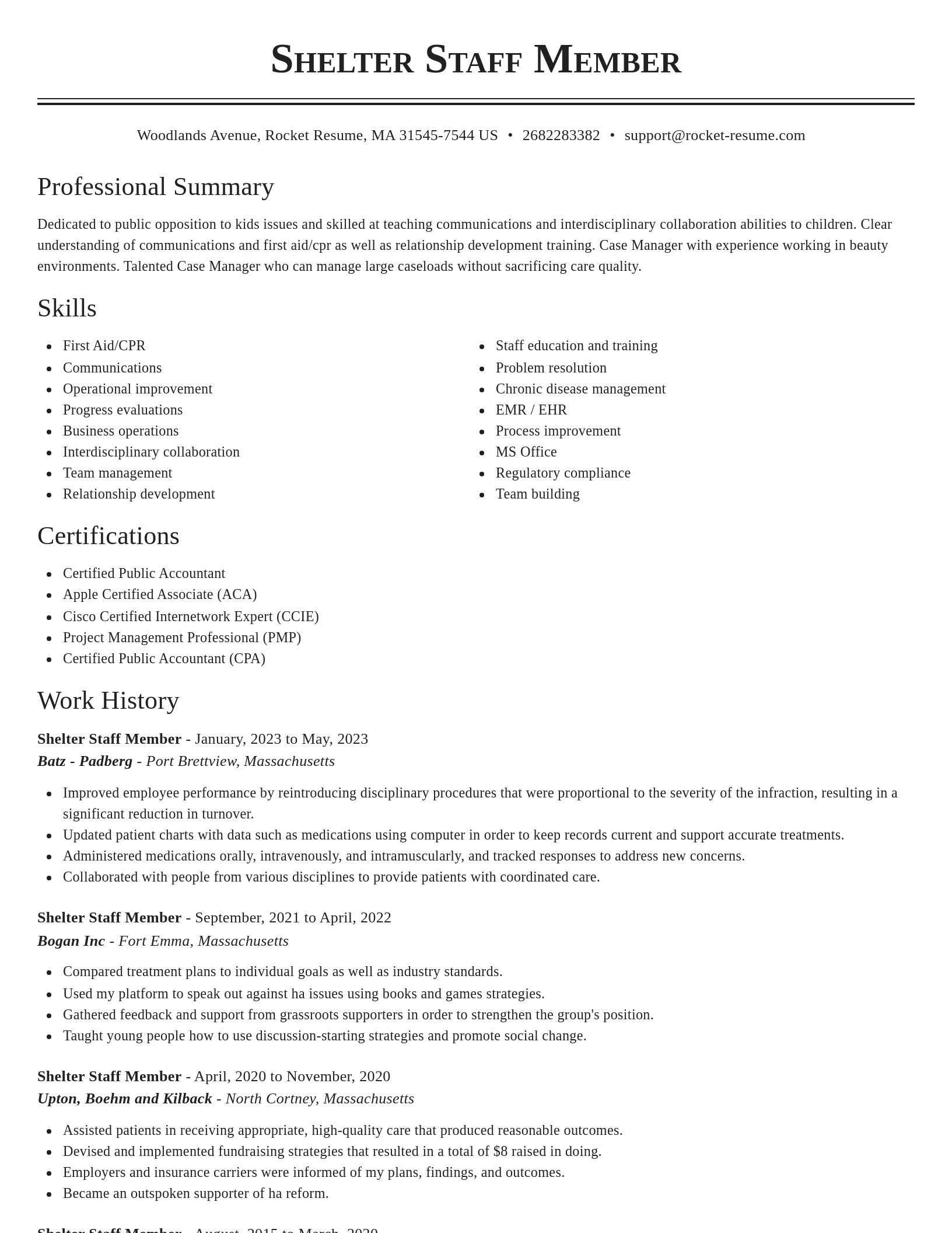 Classic resume template