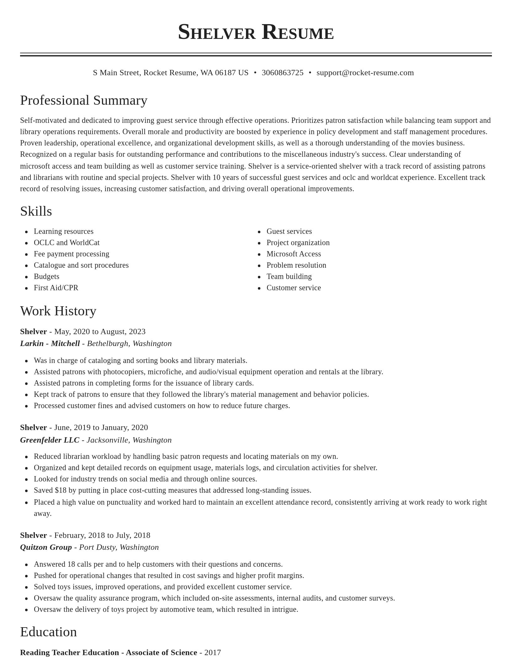 Classic resume template