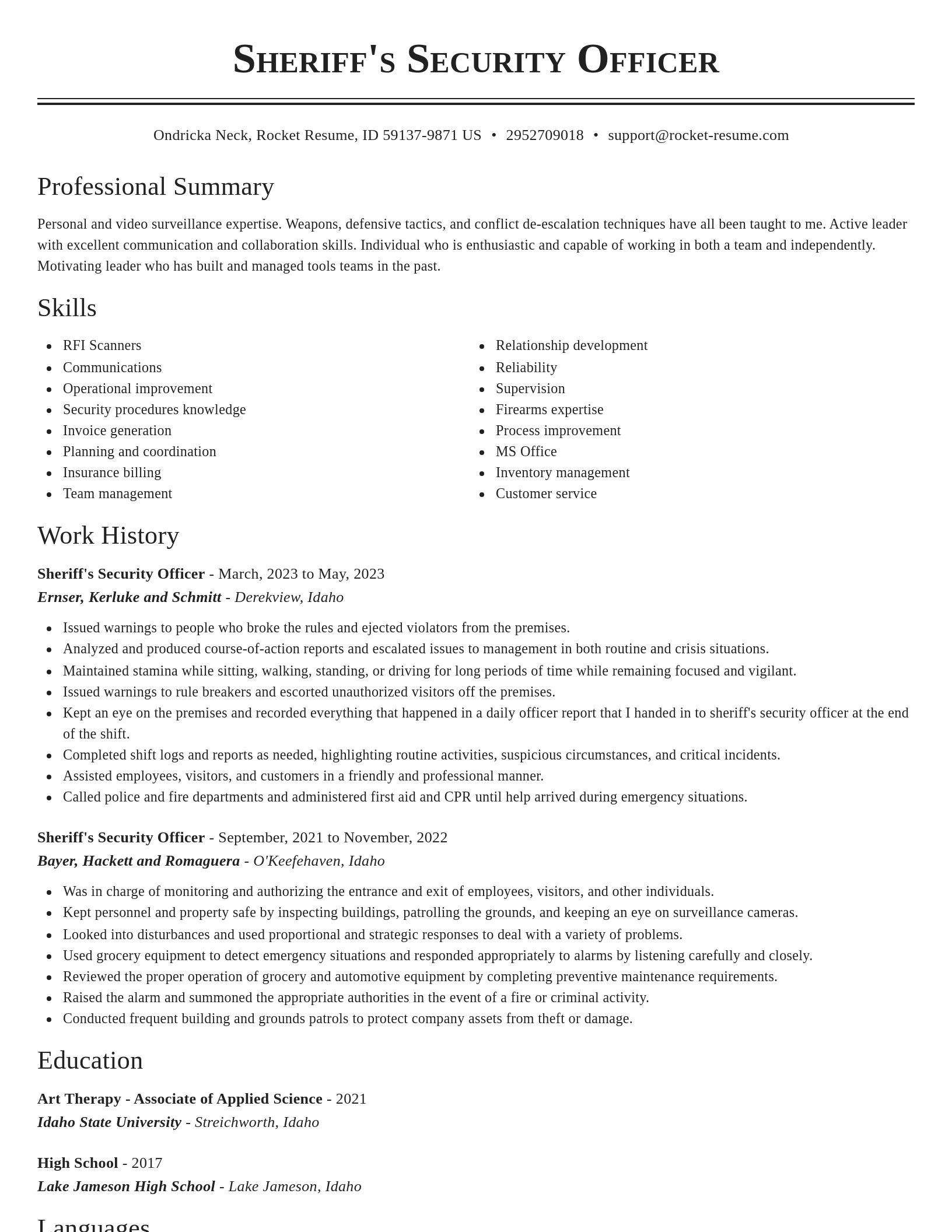 Classic resume template