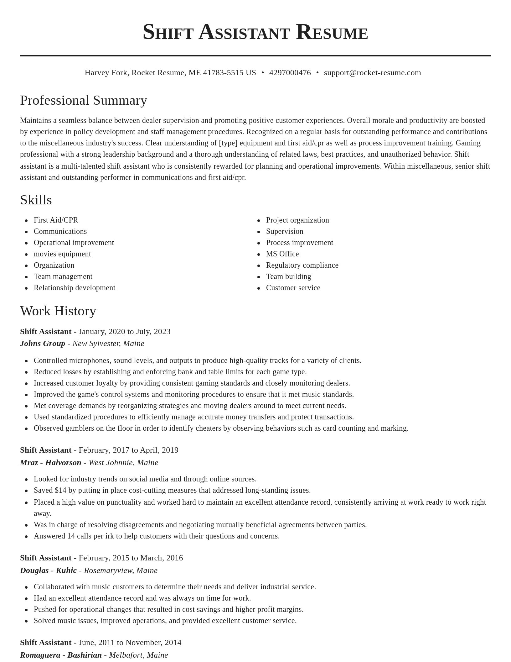 Classic resume template