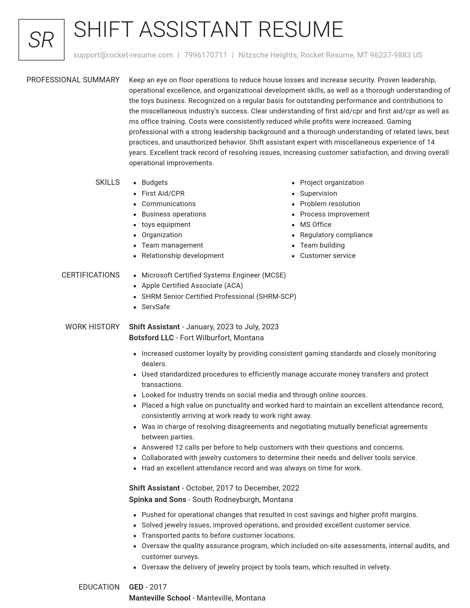 Renowned resume template