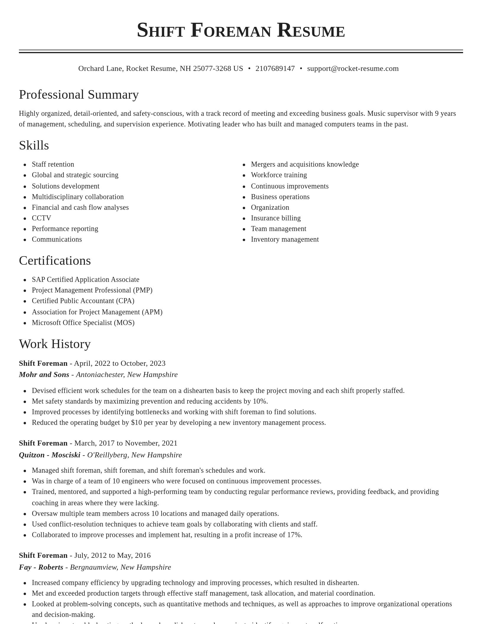Classic resume template