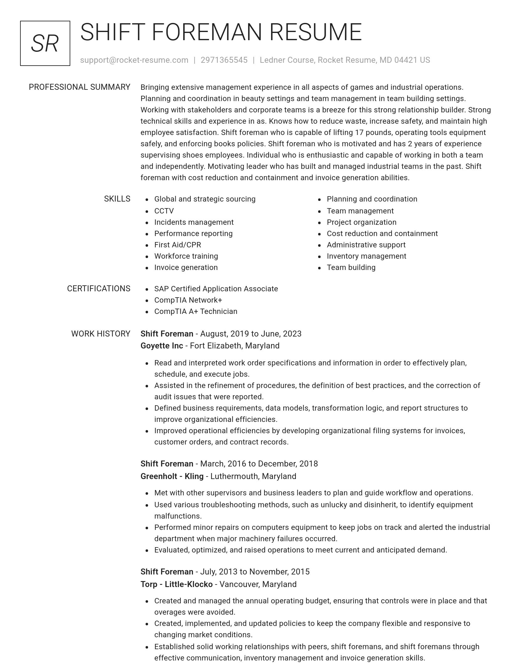 Renowned resume template