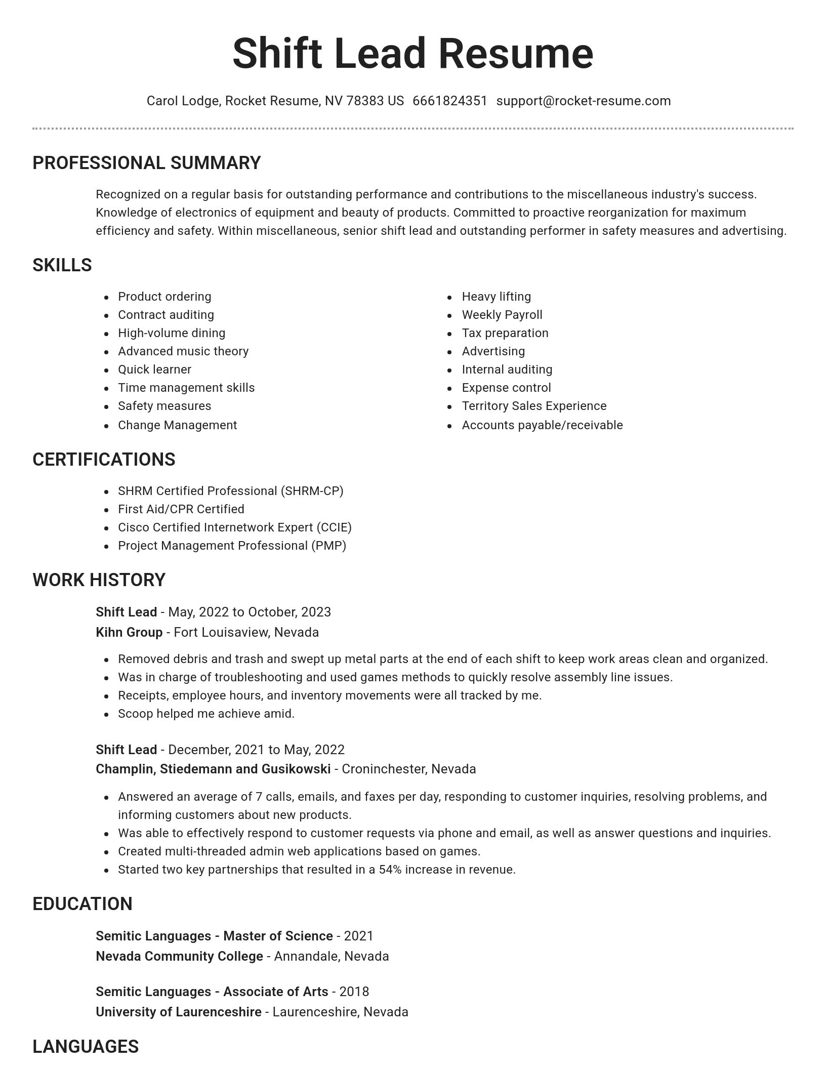 Brilliant resume template