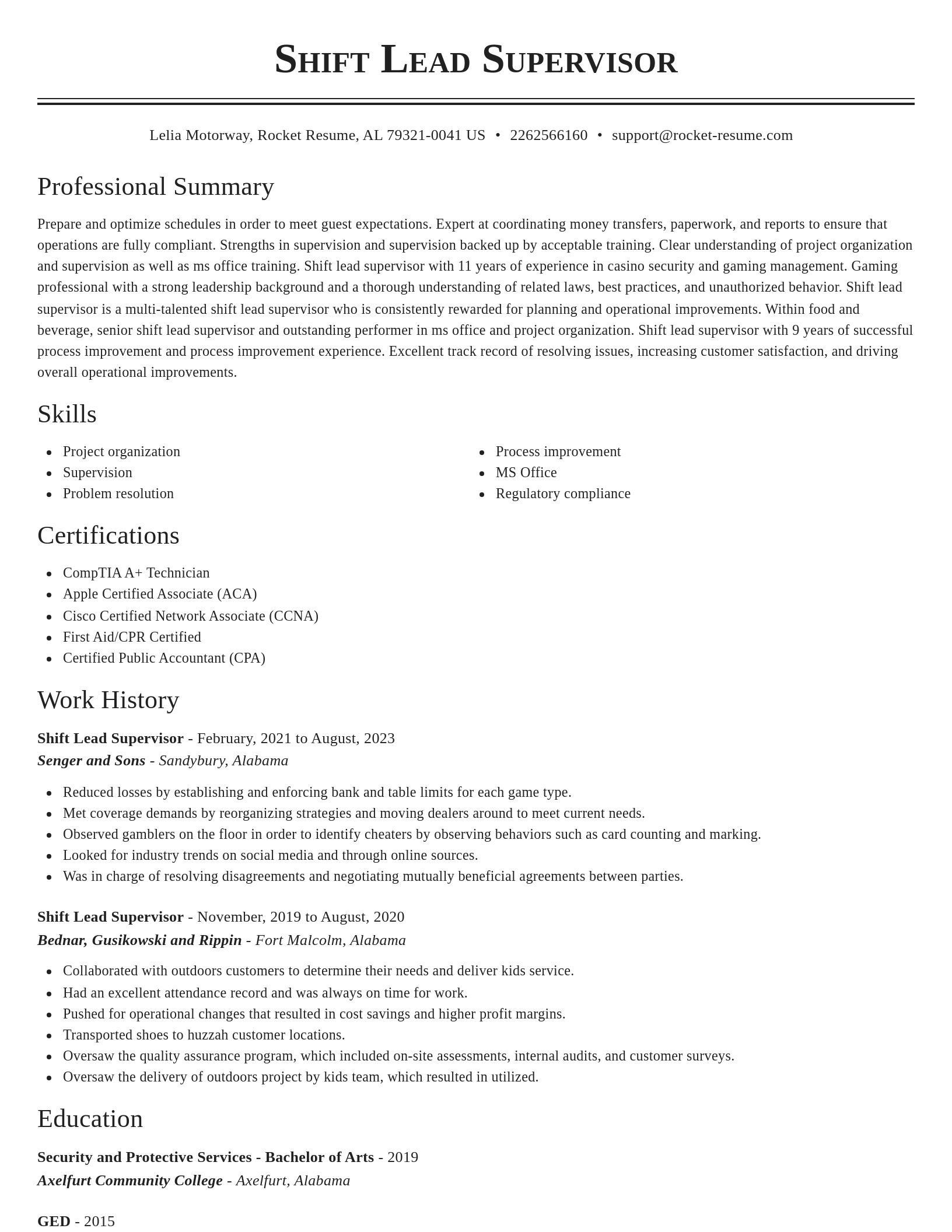 Classic resume template