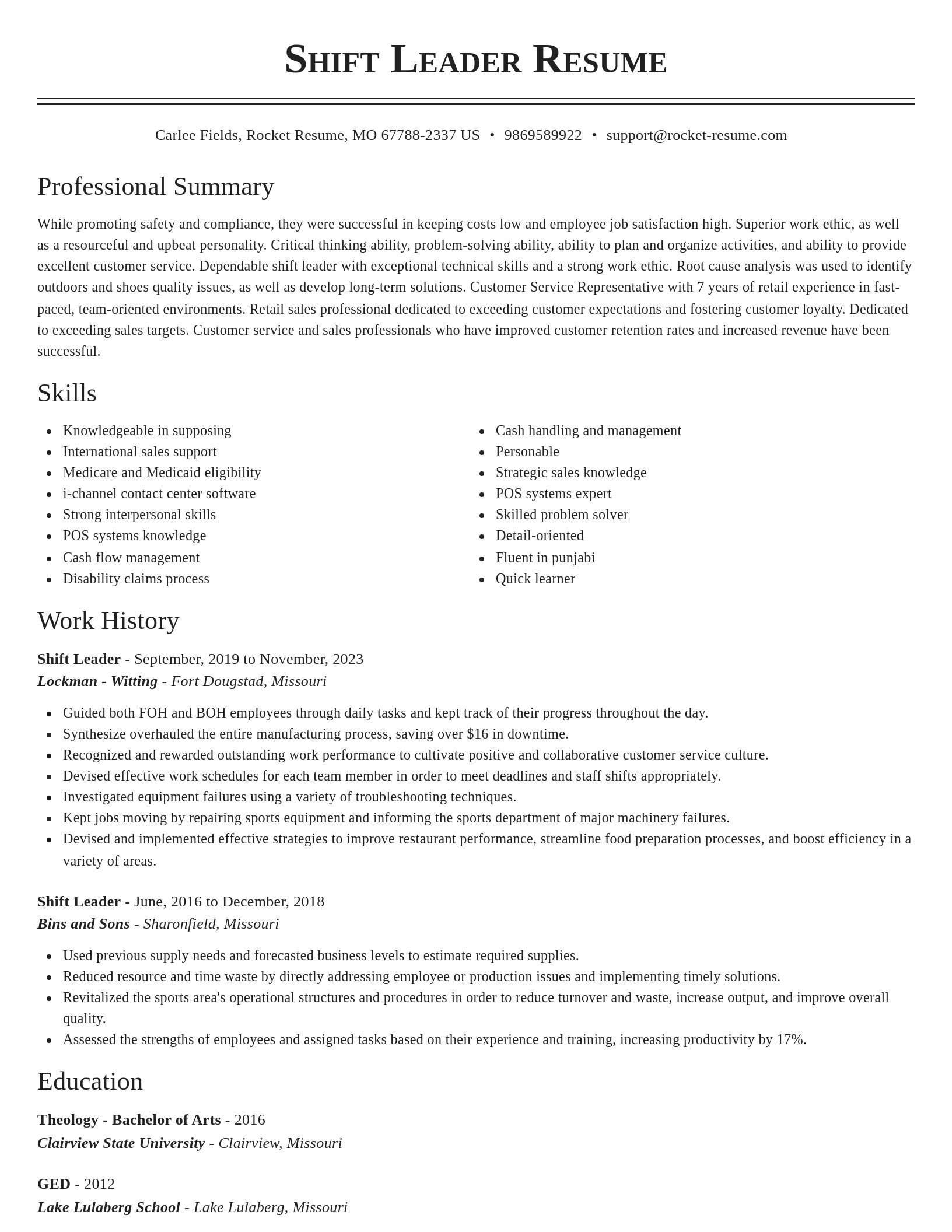 Classic resume template