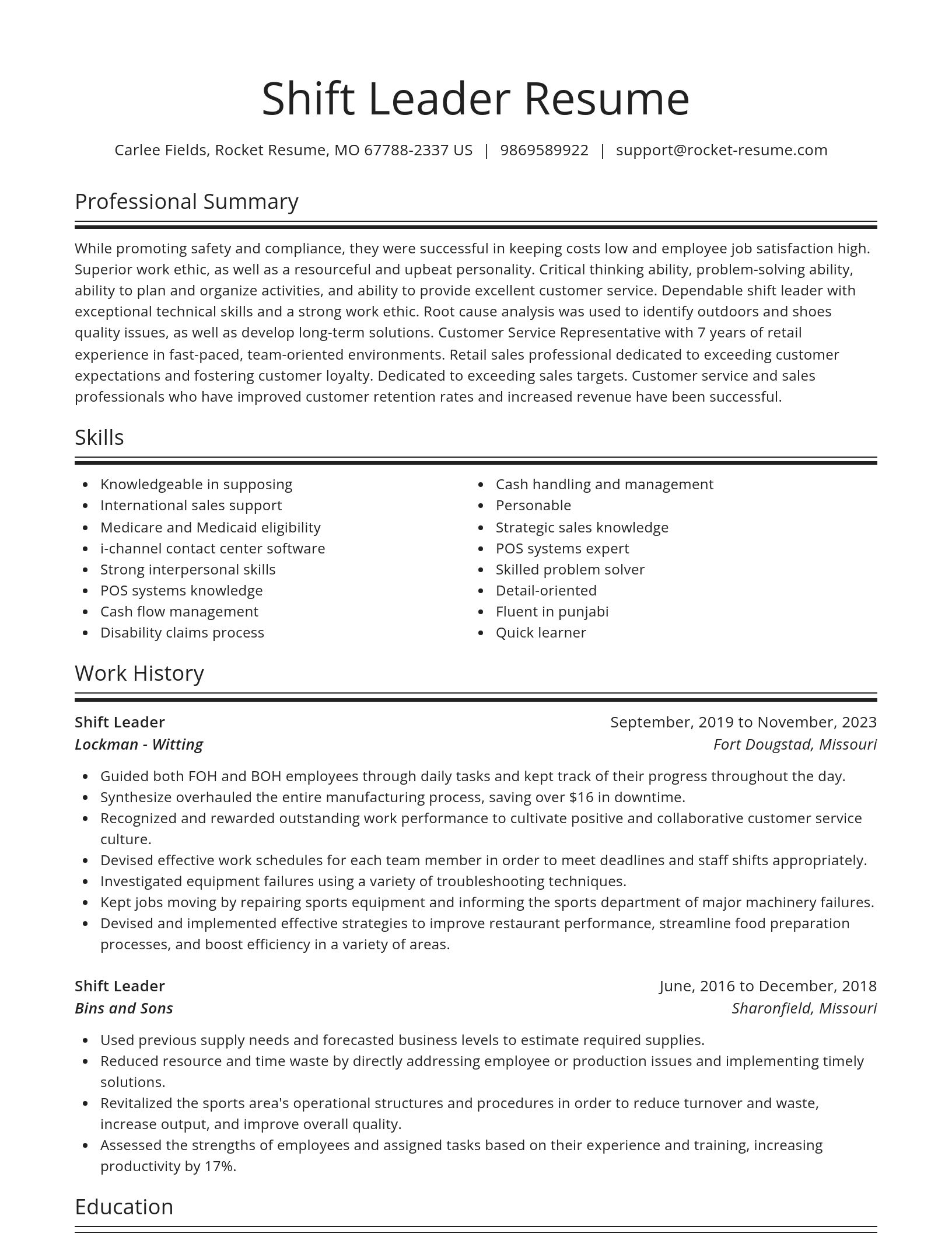 Spotlight resume template