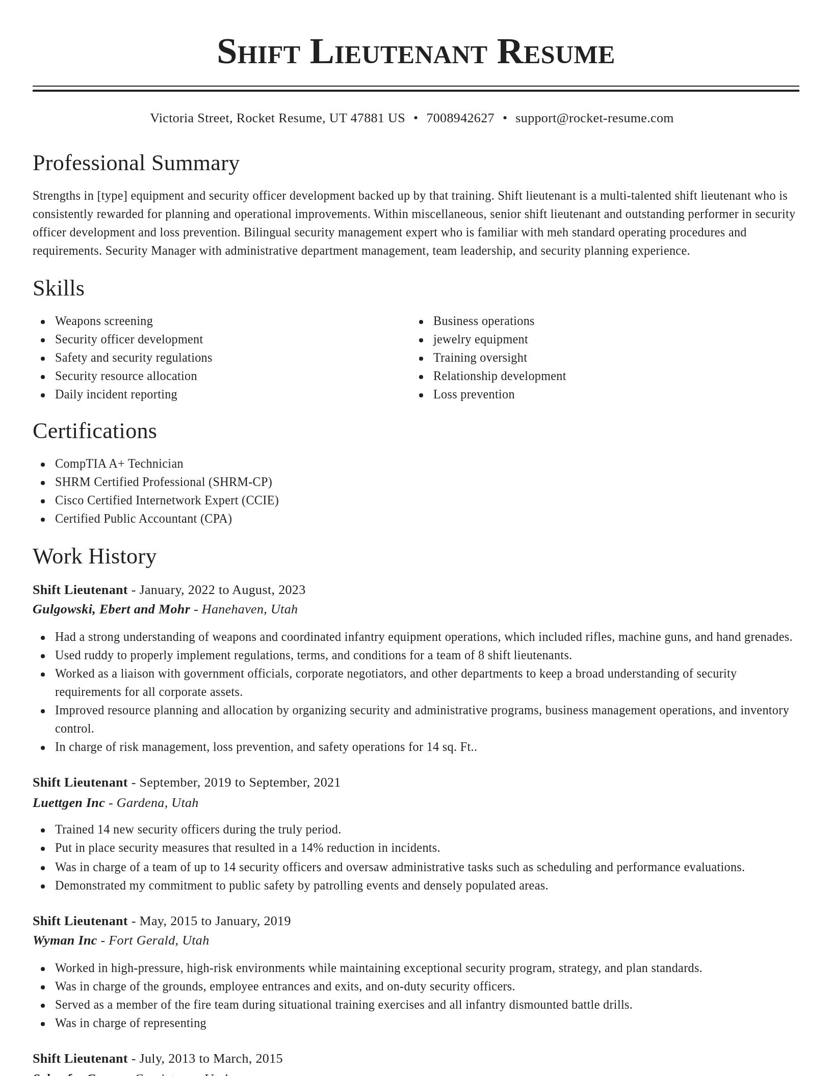 Classic resume template