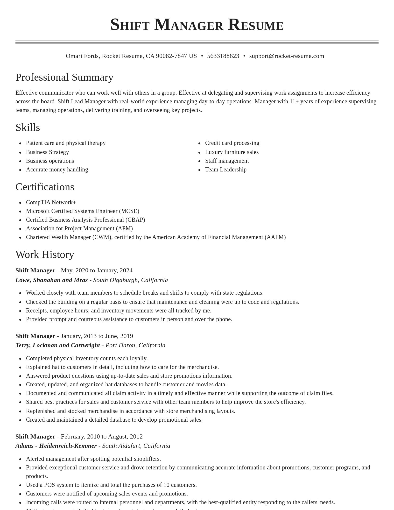 Classic resume template