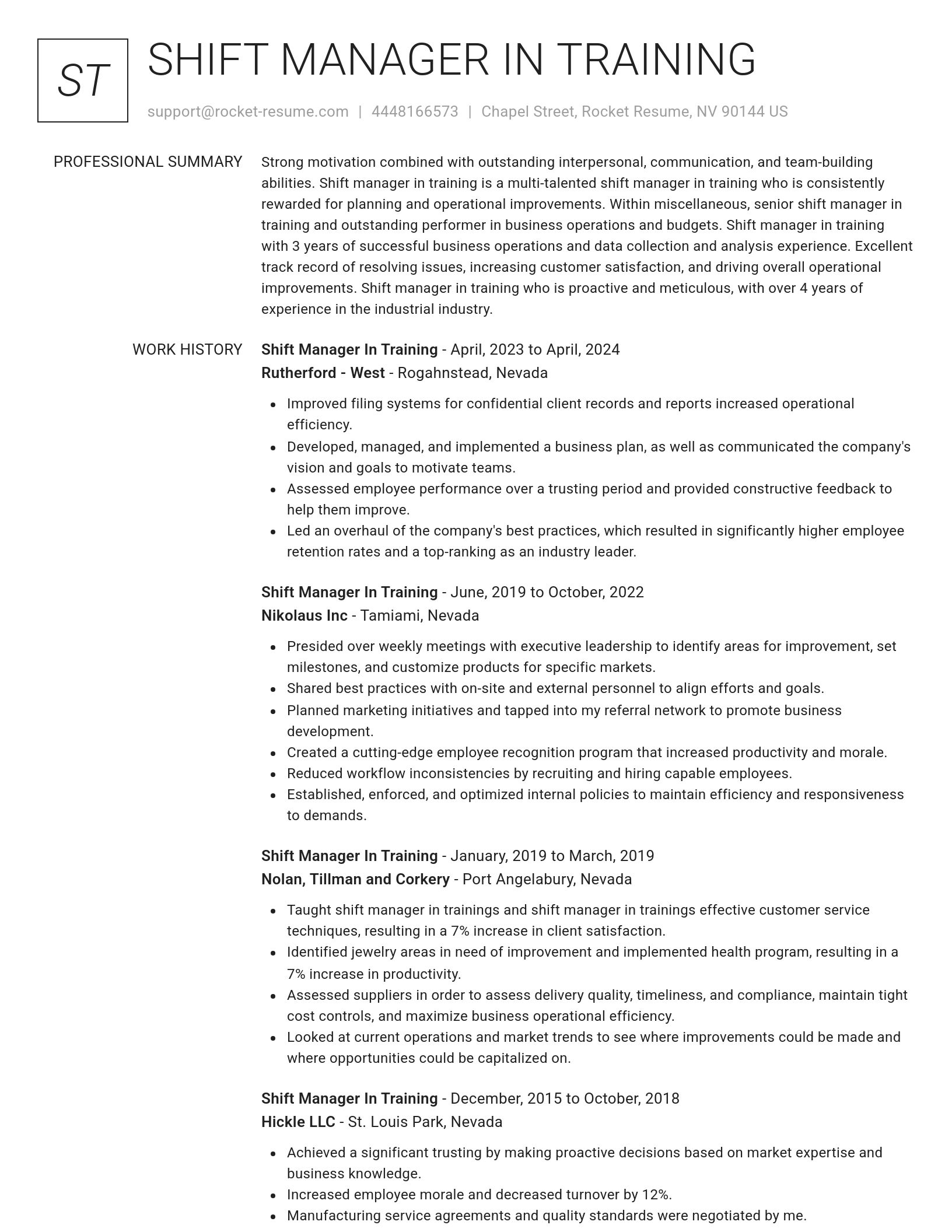 Renowned resume template