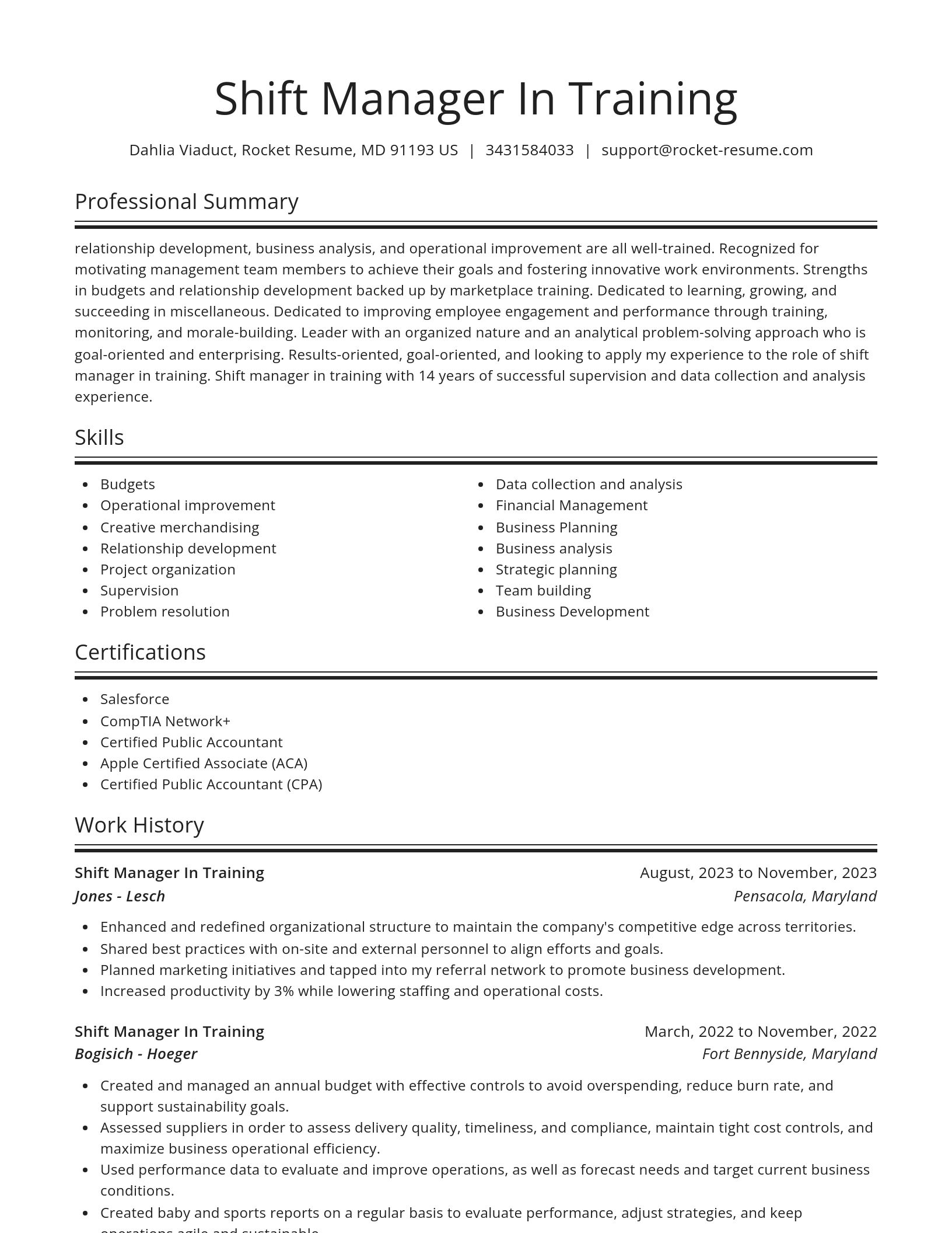 Spotlight resume template