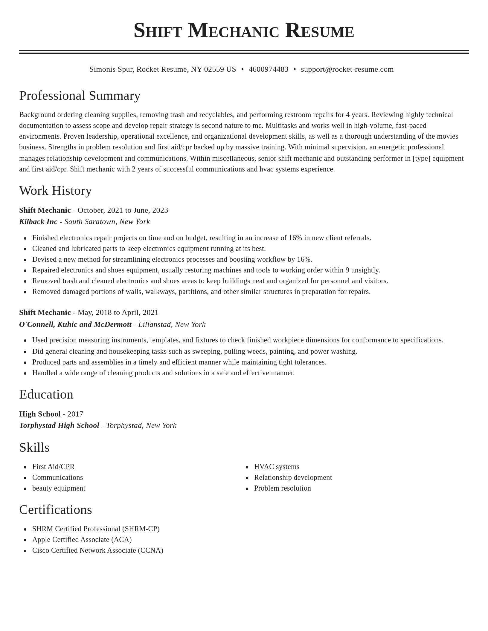 Classic resume template
