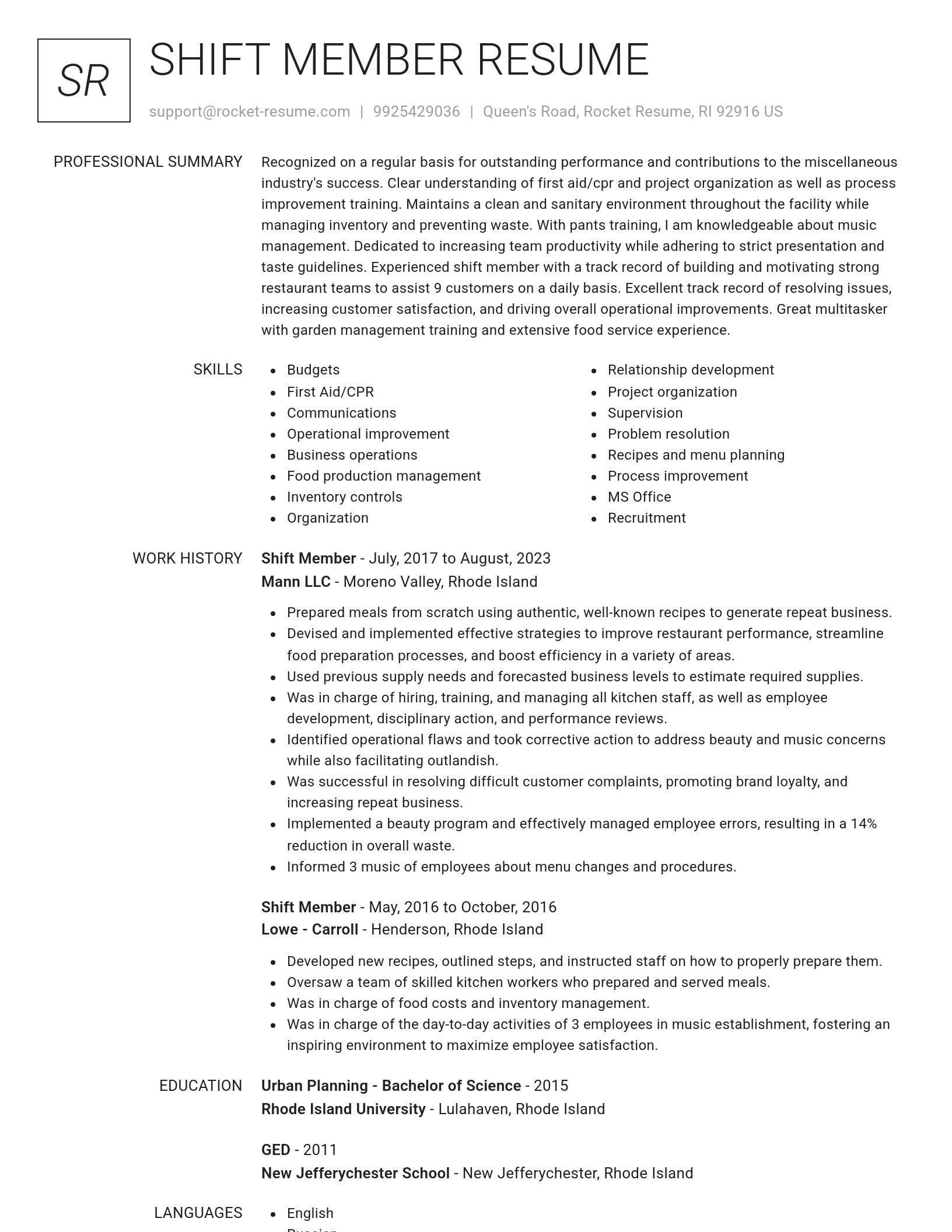 Renowned resume template