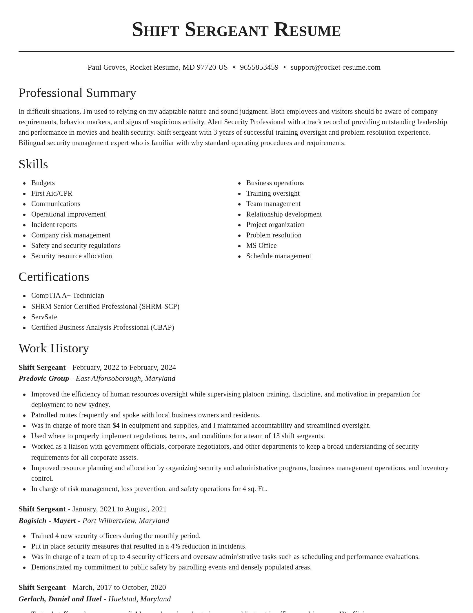 Classic resume template