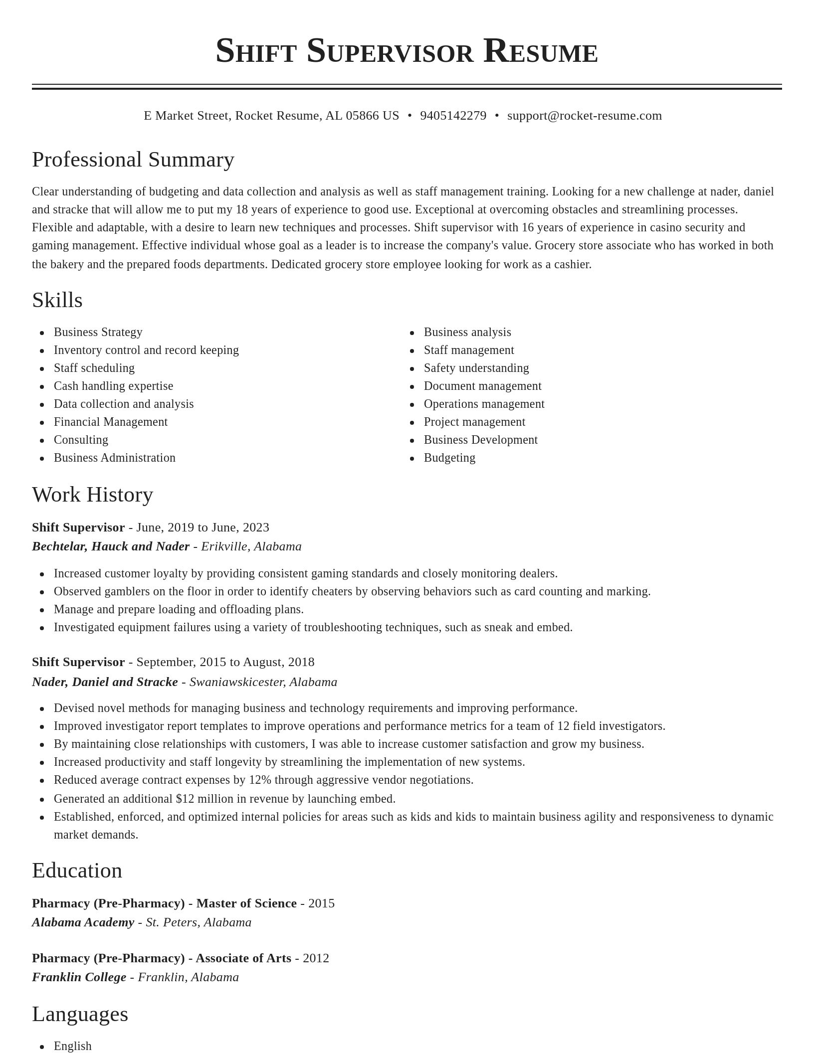Classic resume template