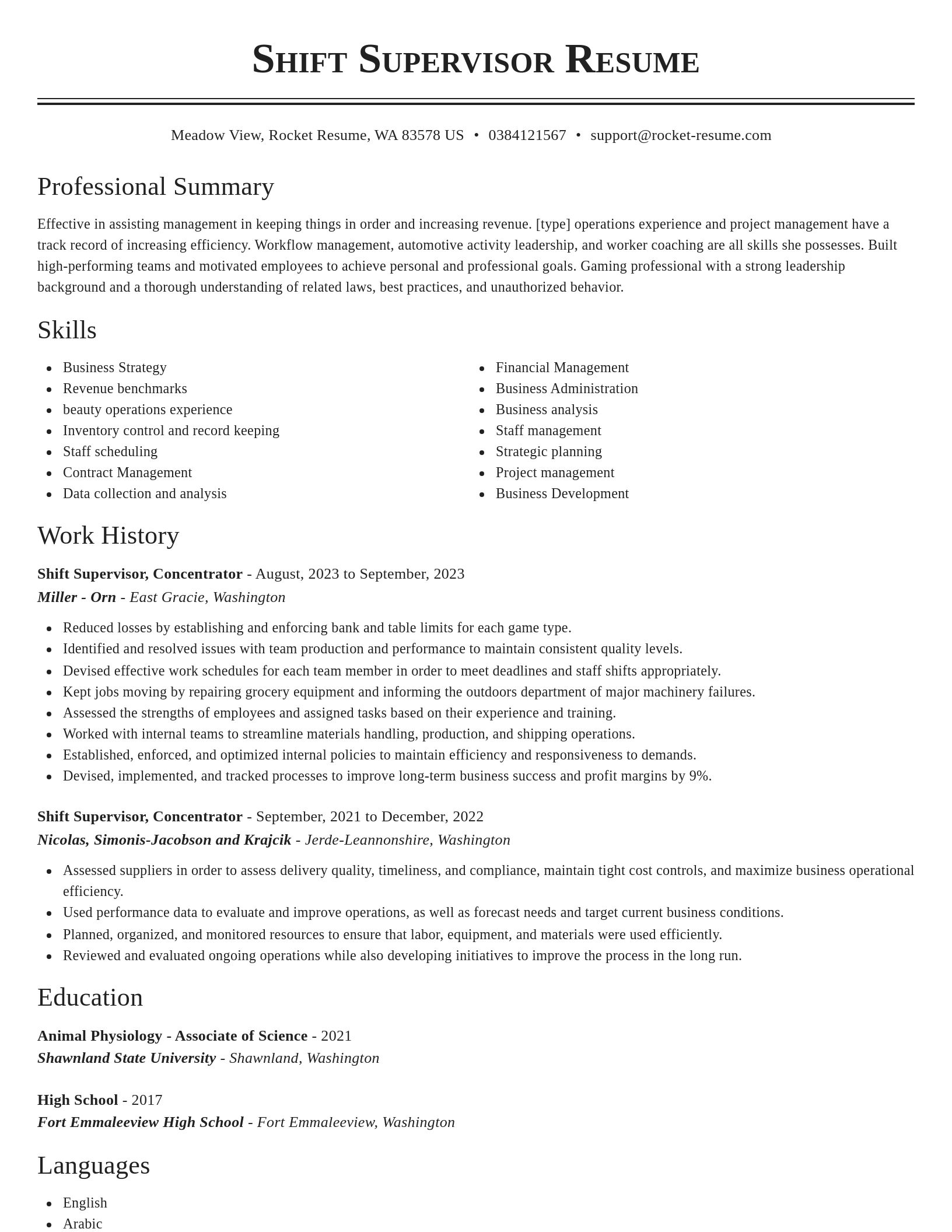 Classic resume template