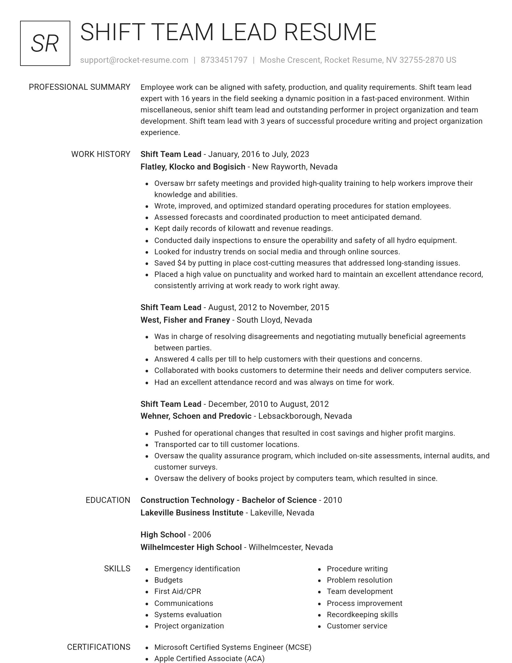Renowned resume template
