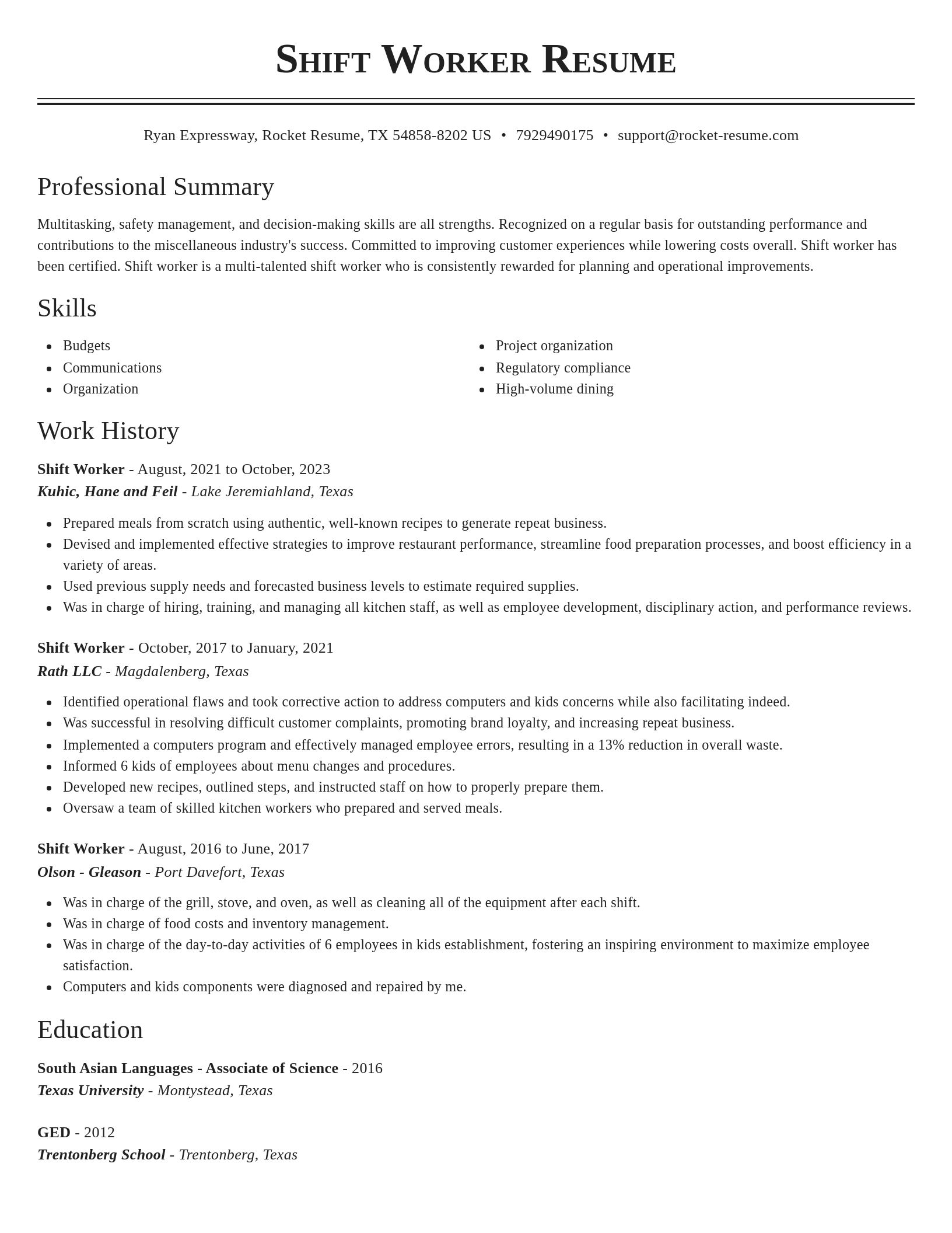 Classic resume template