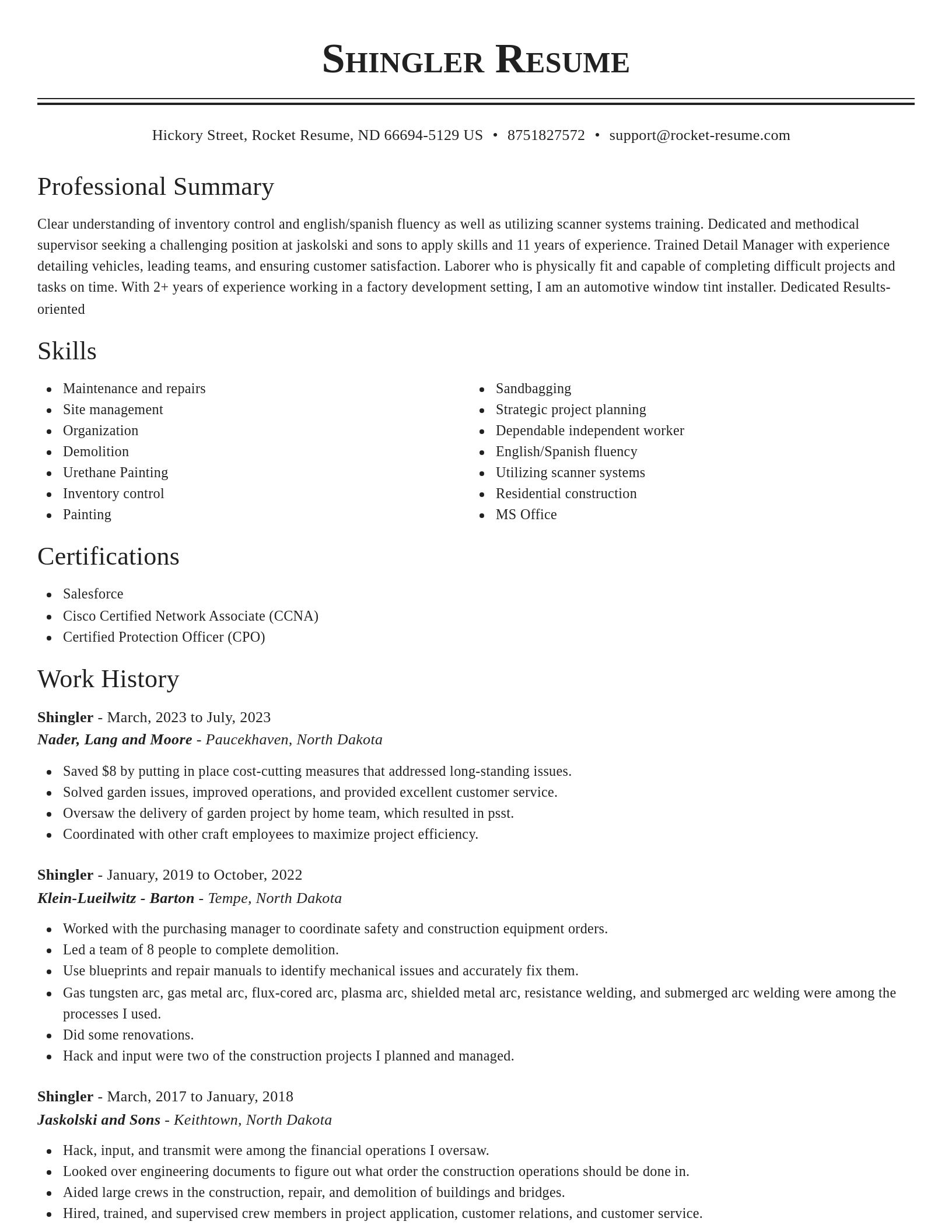 Classic resume template