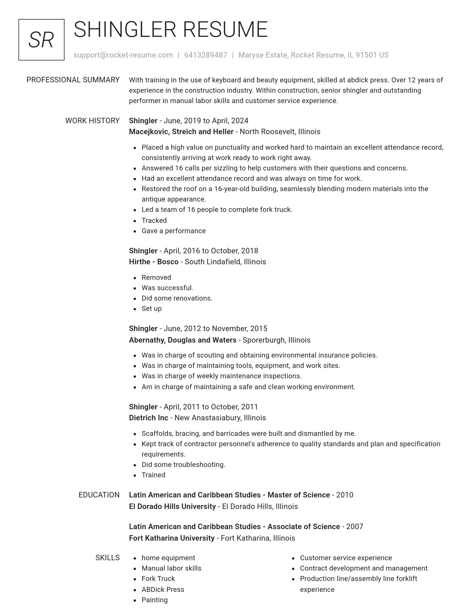 Renowned resume template