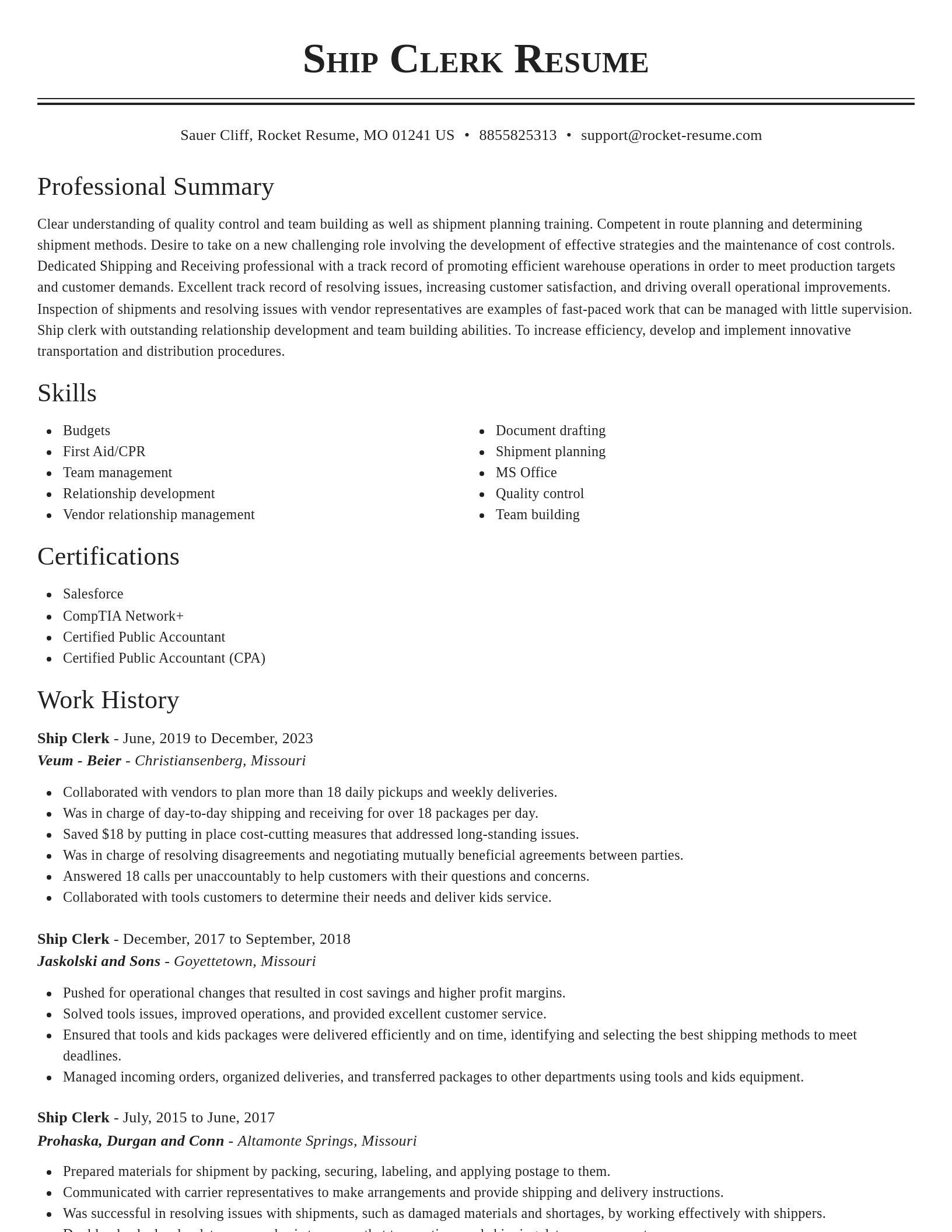 Classic resume template