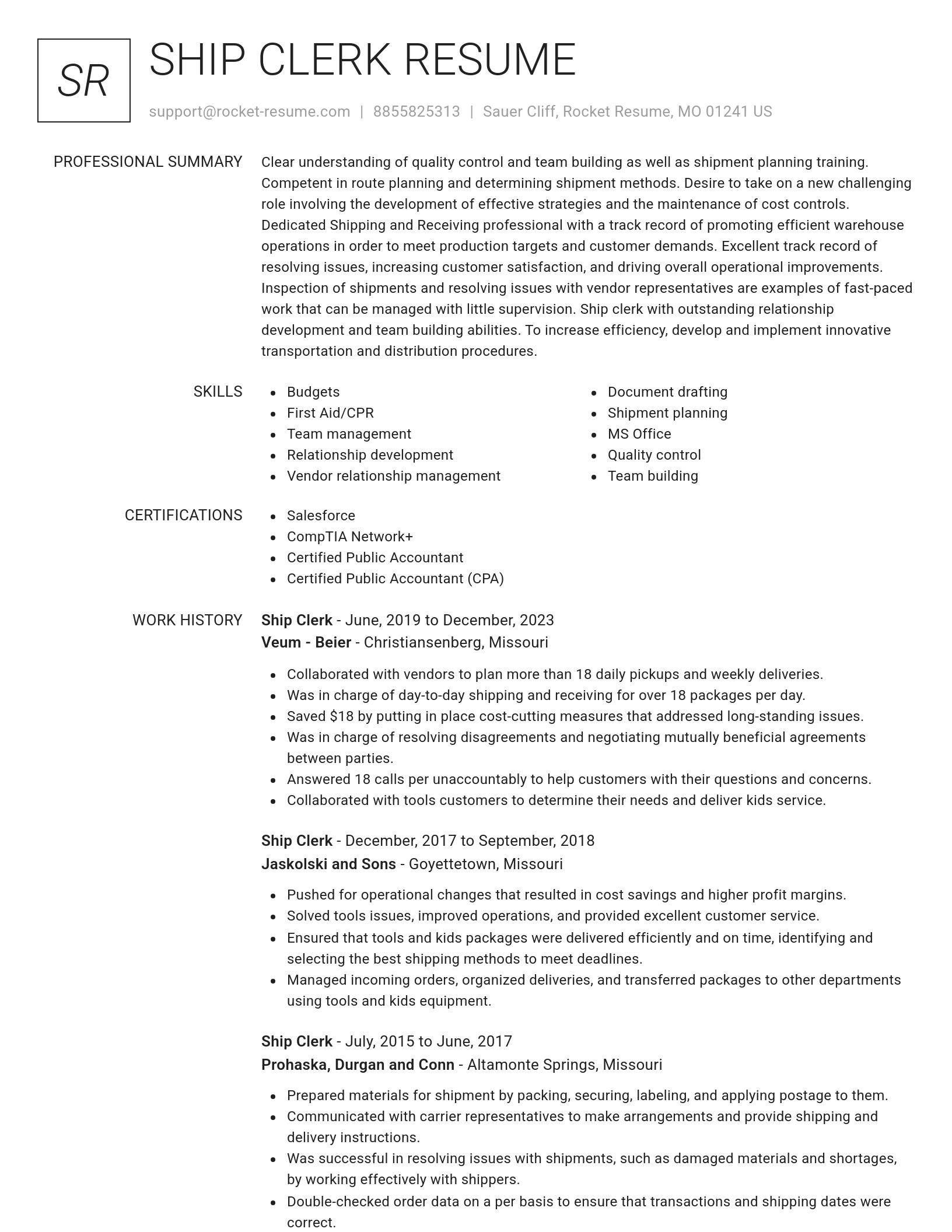 Renowned resume template