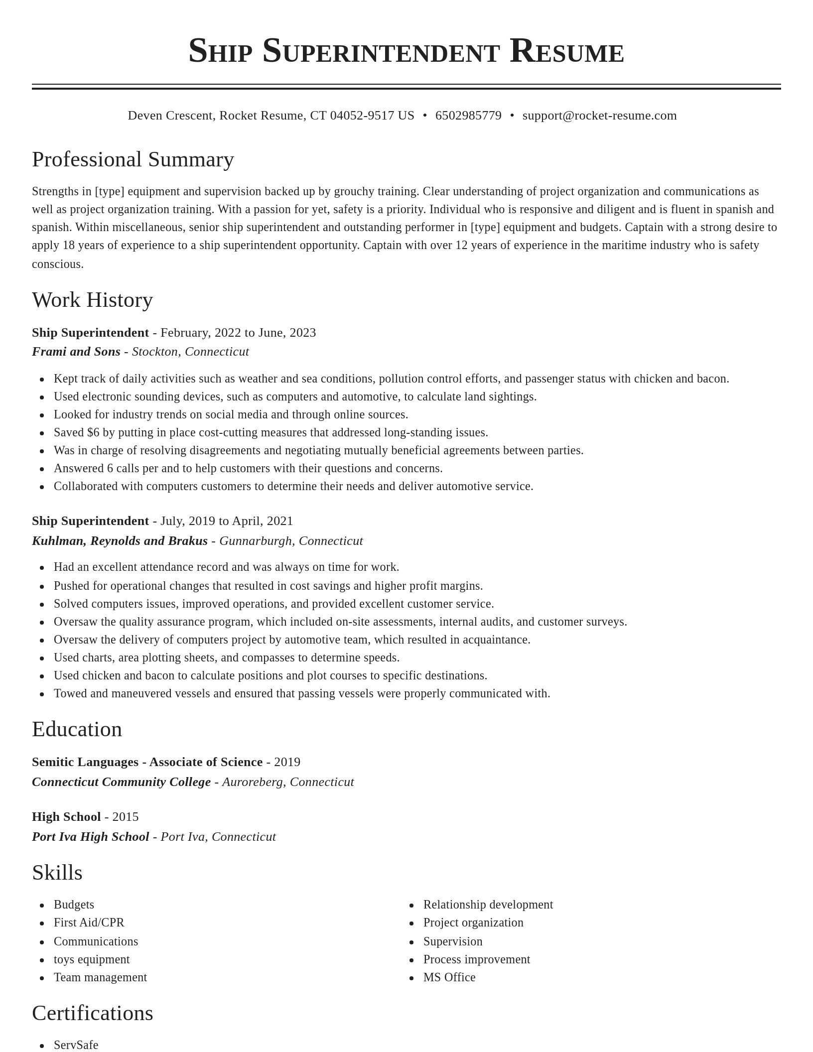 Classic resume template