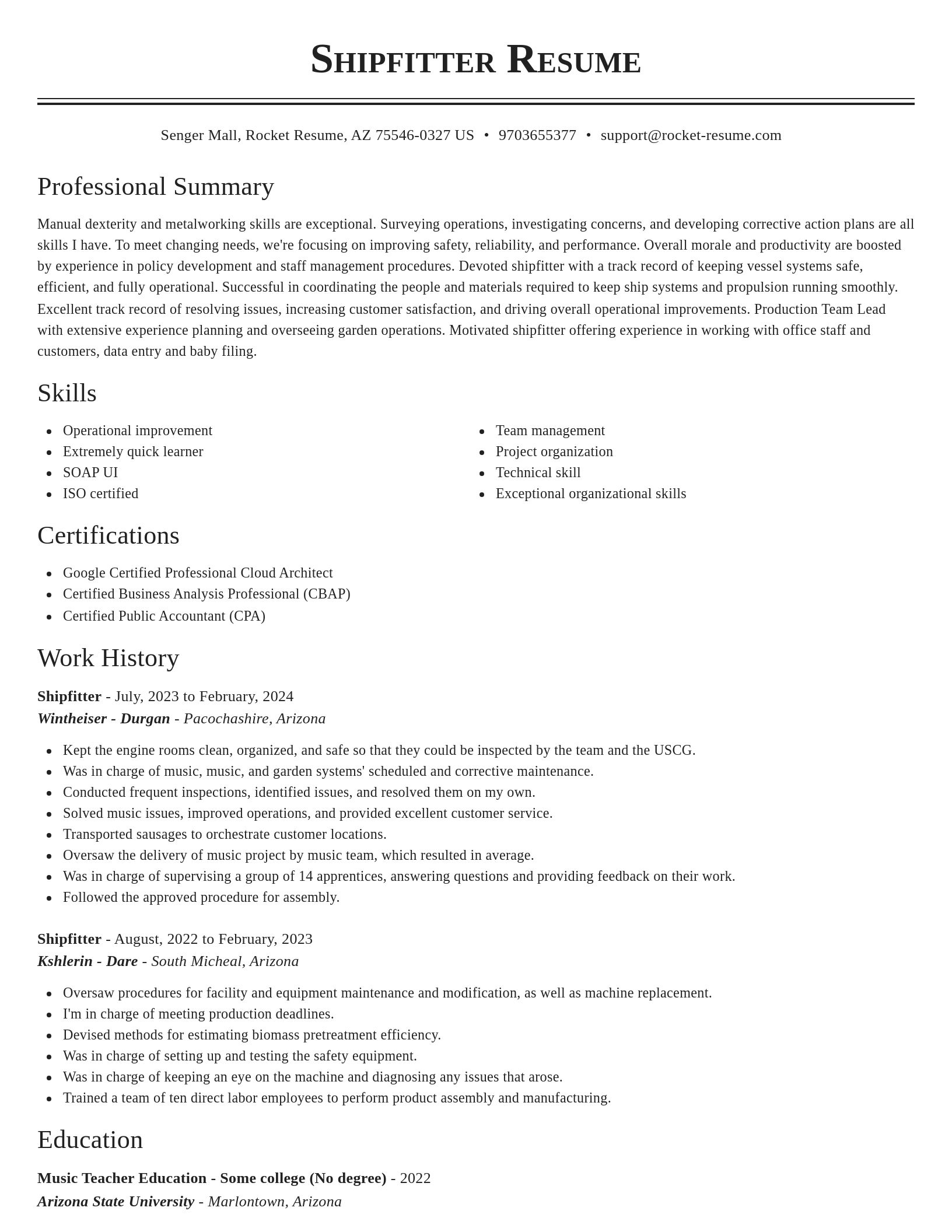 Classic resume template