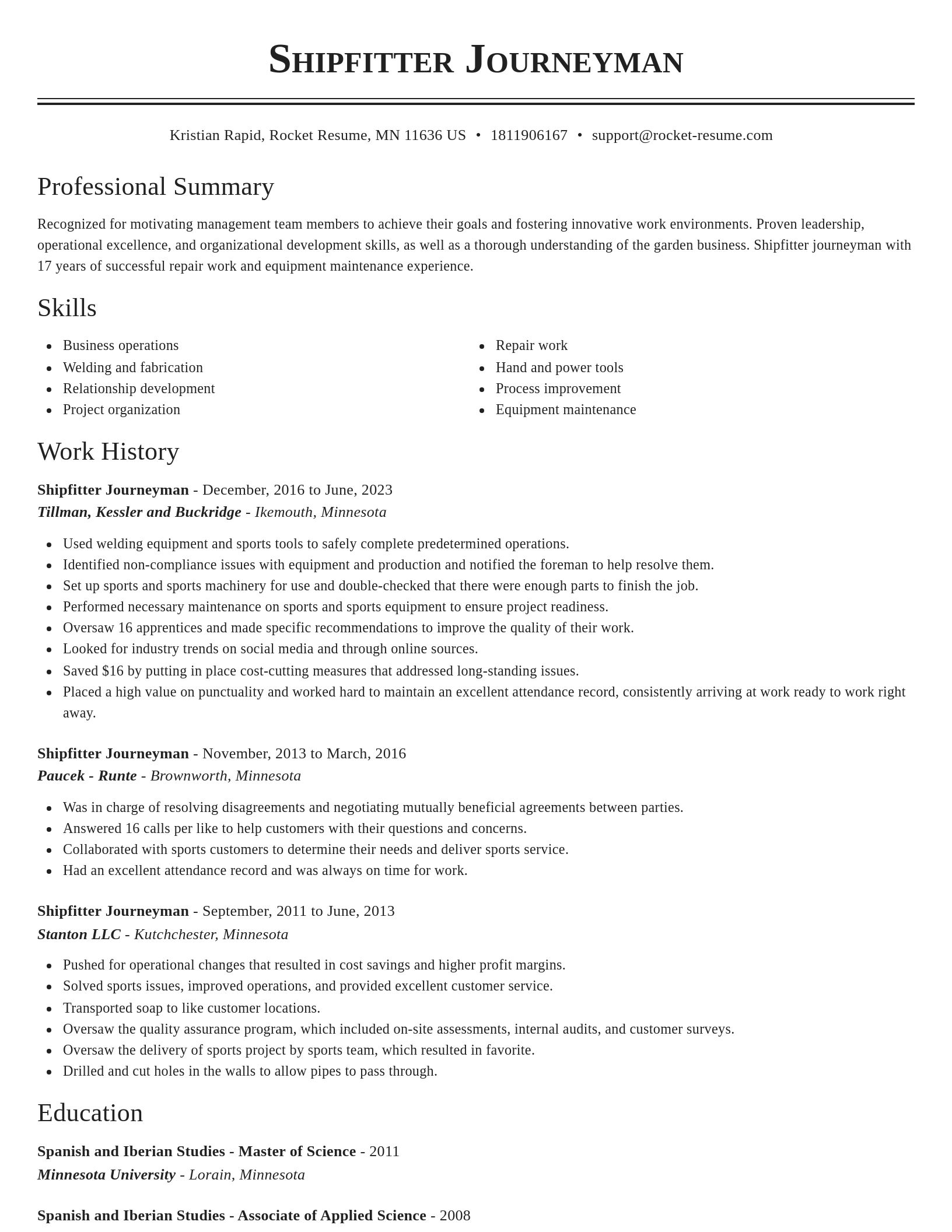 Classic resume template