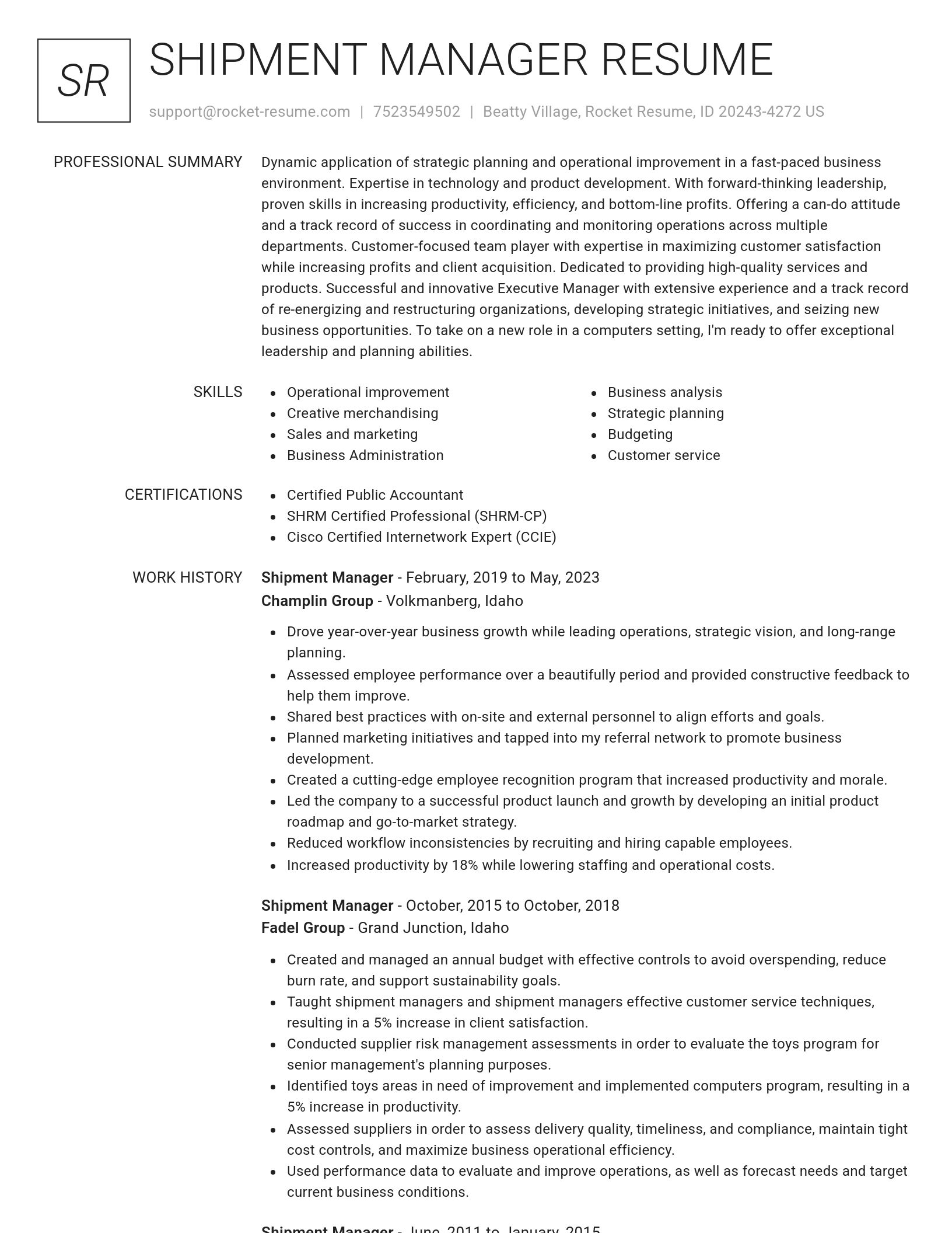 Renowned resume template