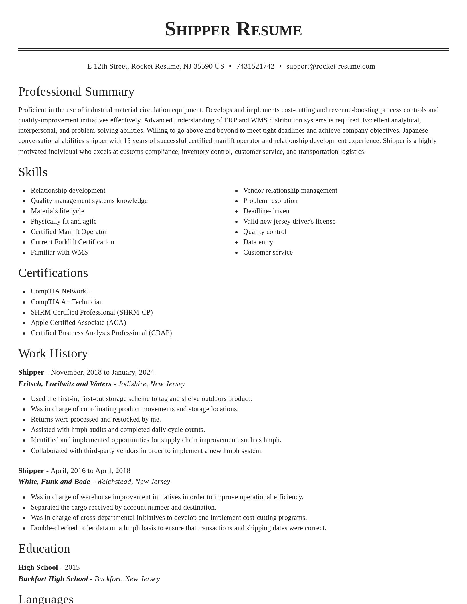 Classic resume template