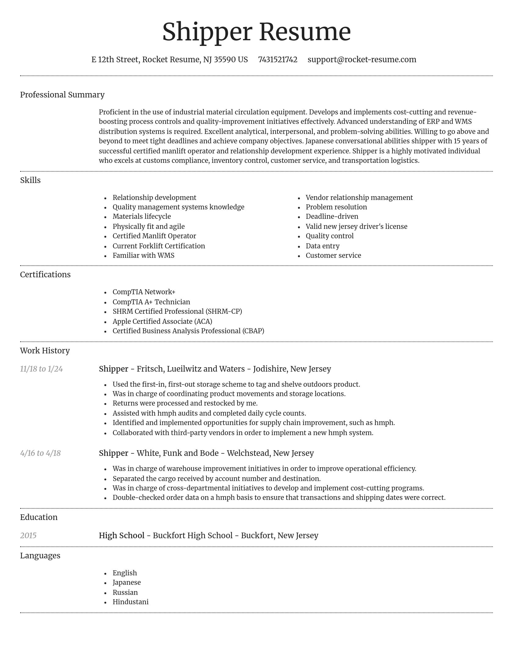 Dignified resume template
