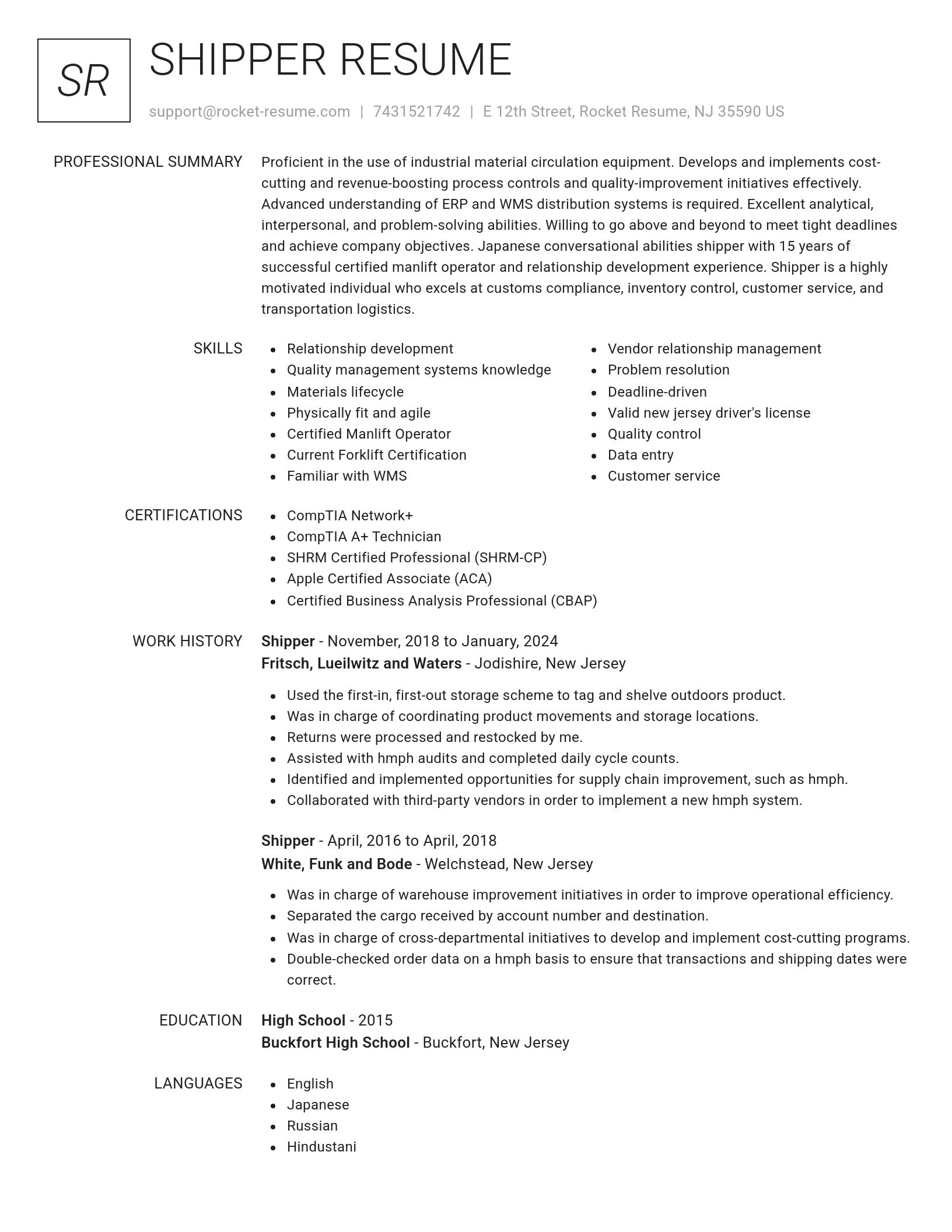 Renowned resume template