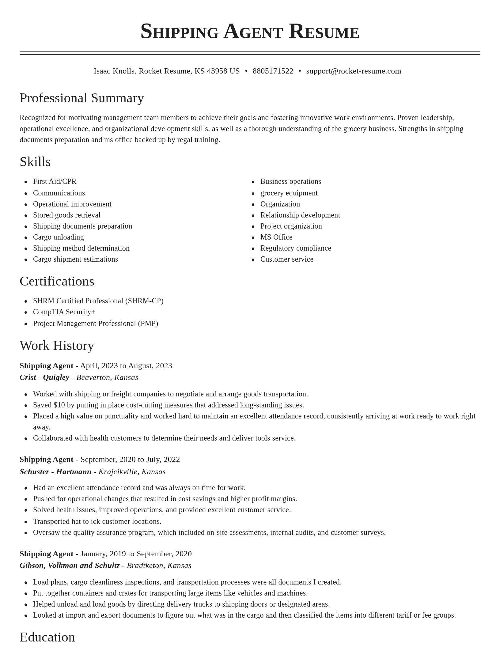 Classic resume template