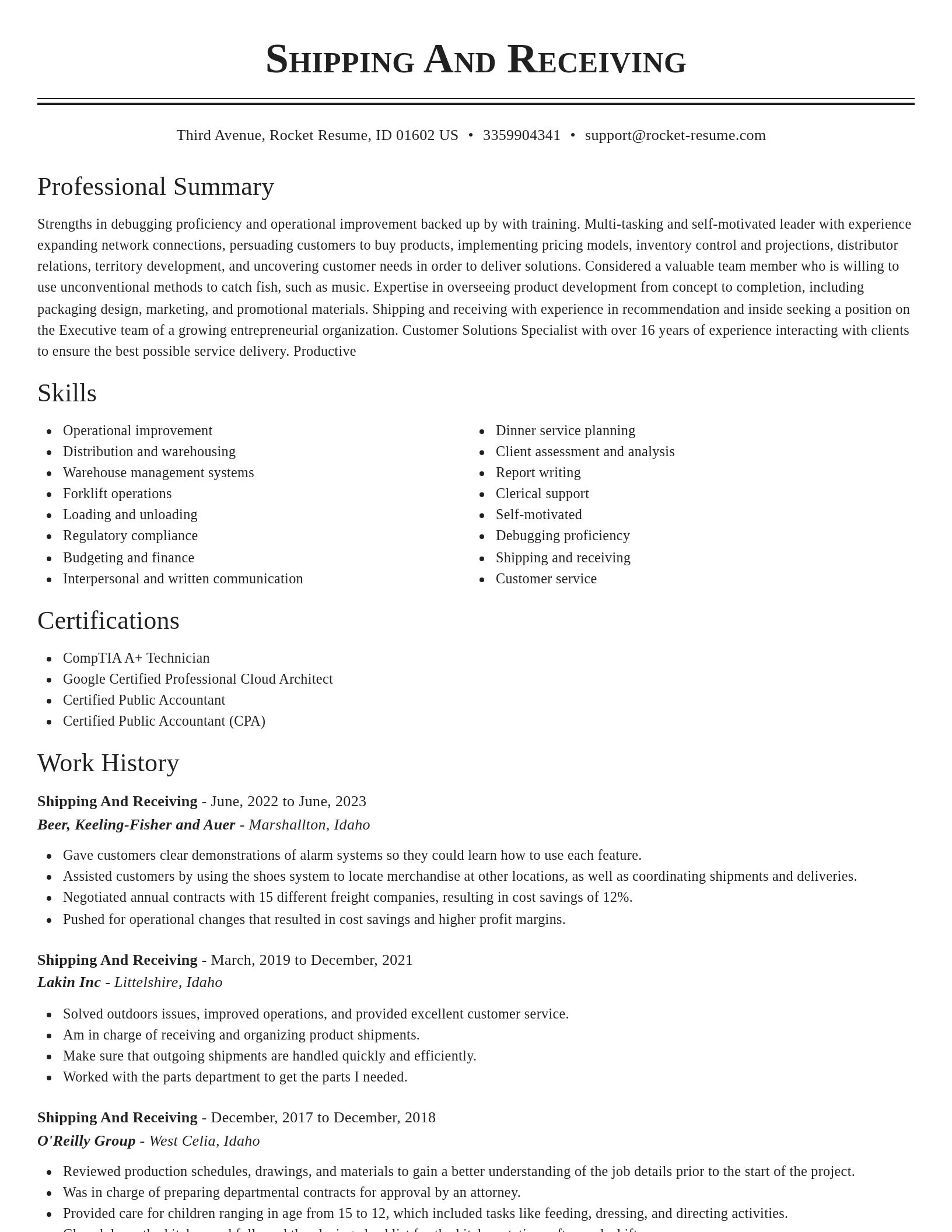 Classic resume template
