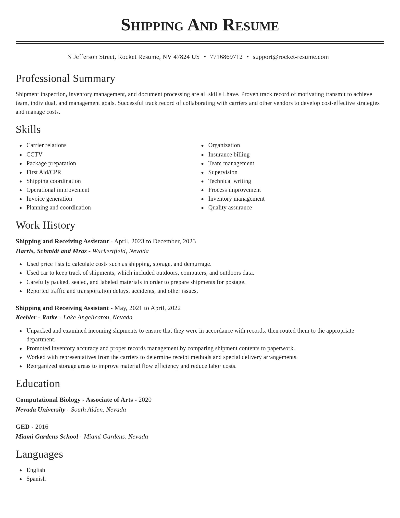 Classic resume template