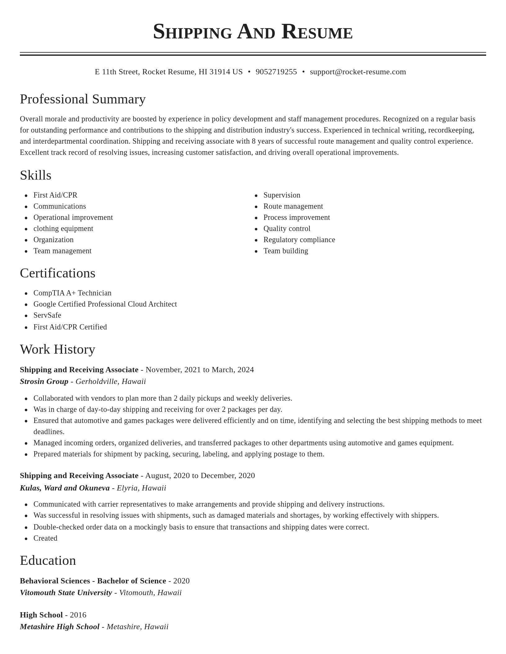 Classic resume template