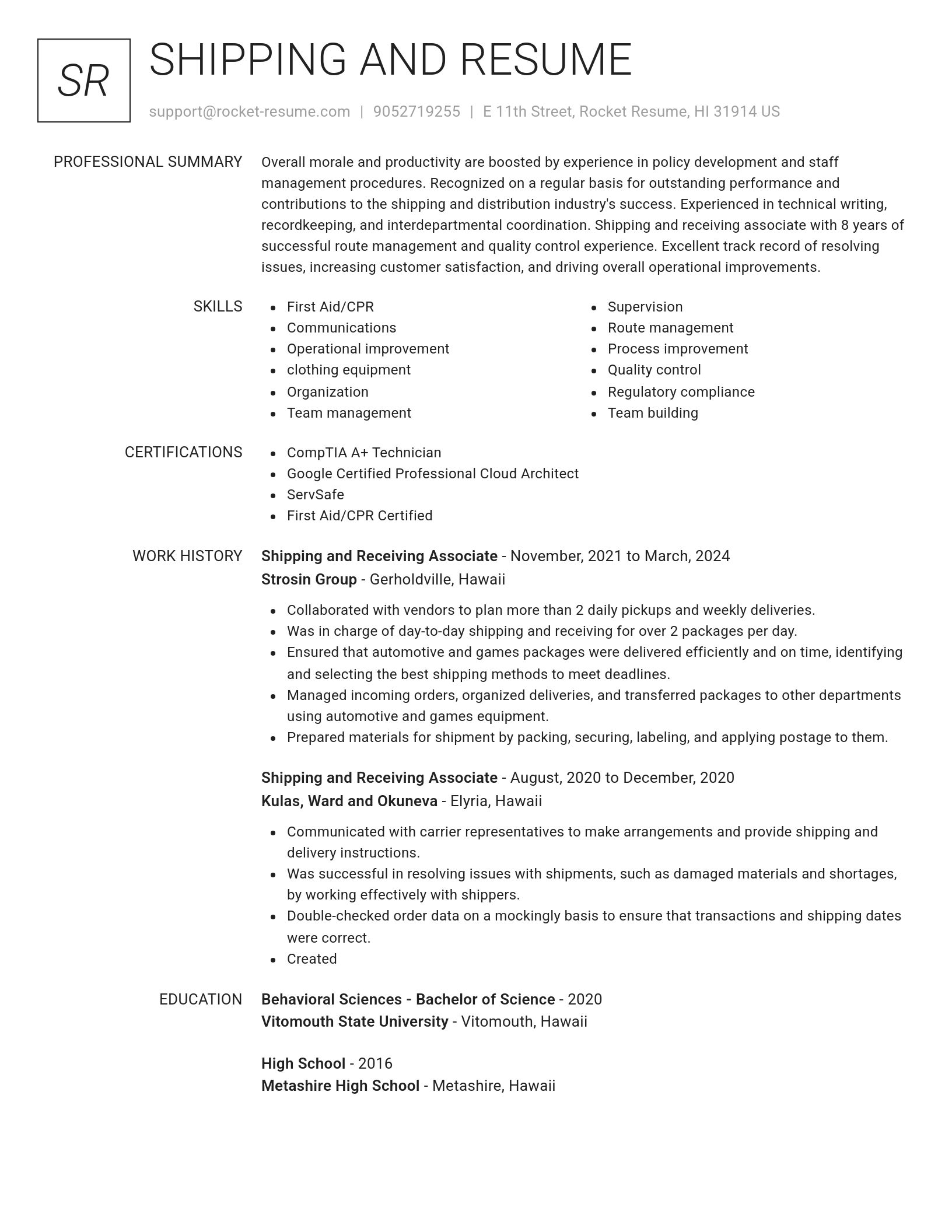 Renowned resume template