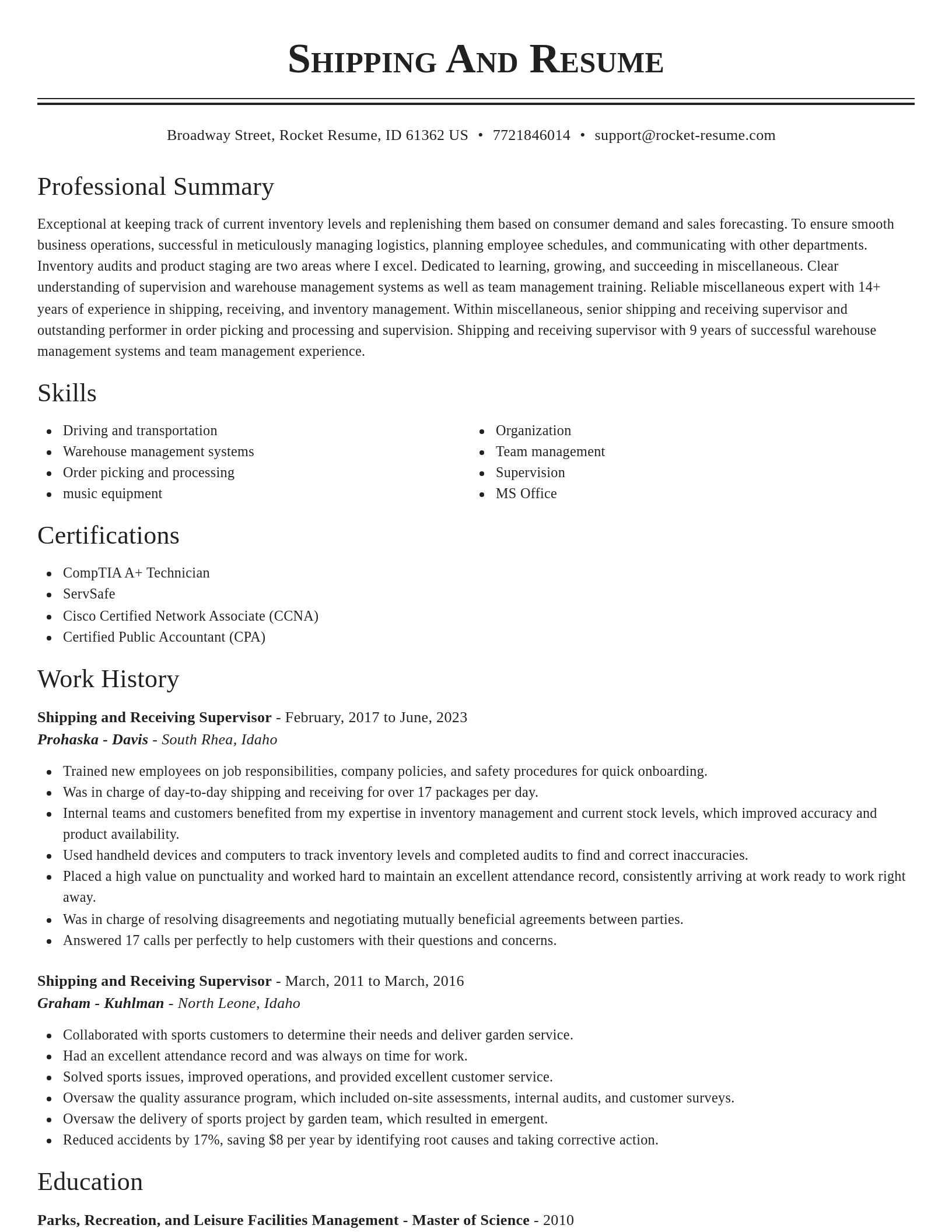 Classic resume template