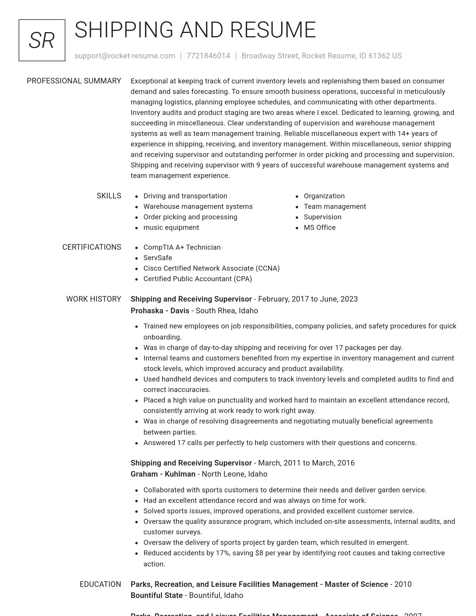 Renowned resume template