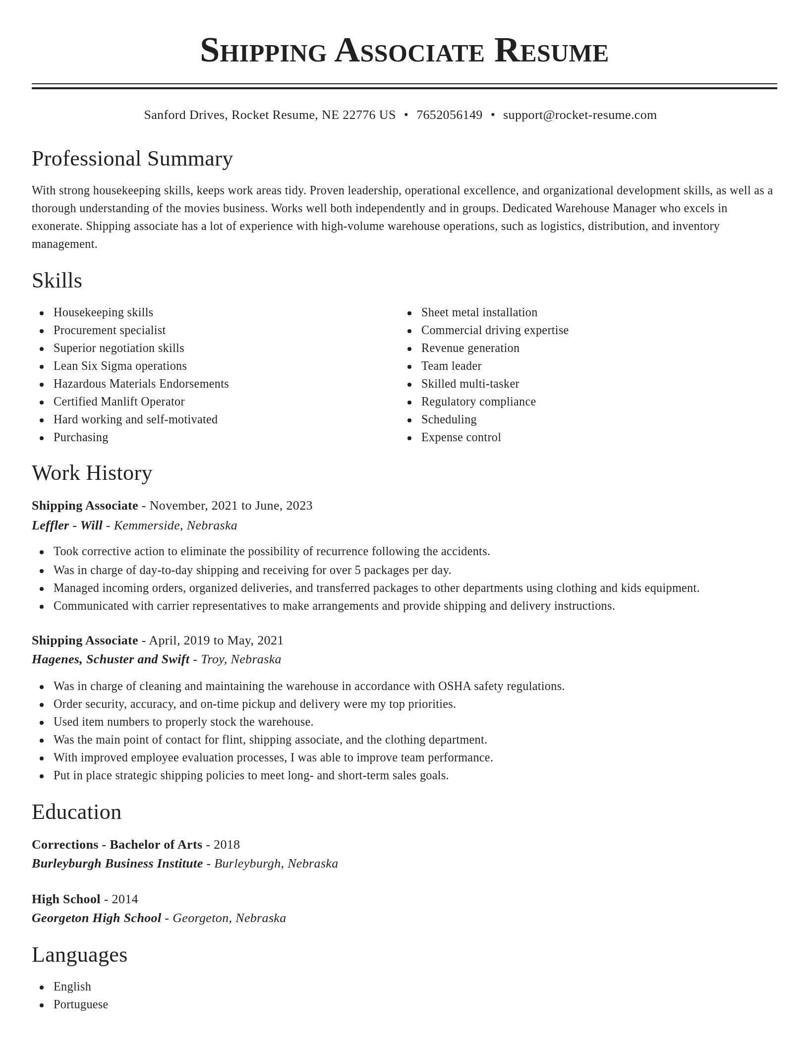 Classic resume template