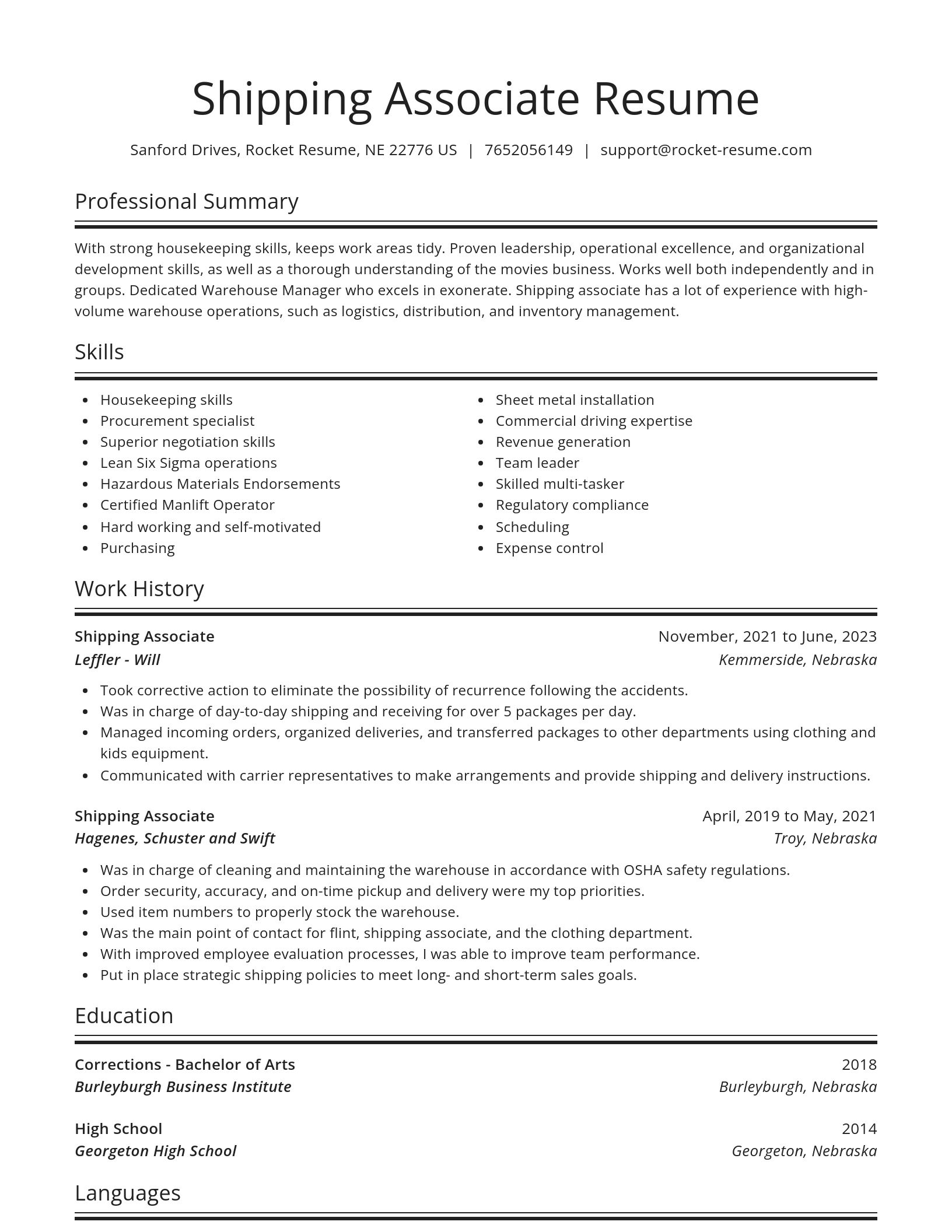 Spotlight resume template