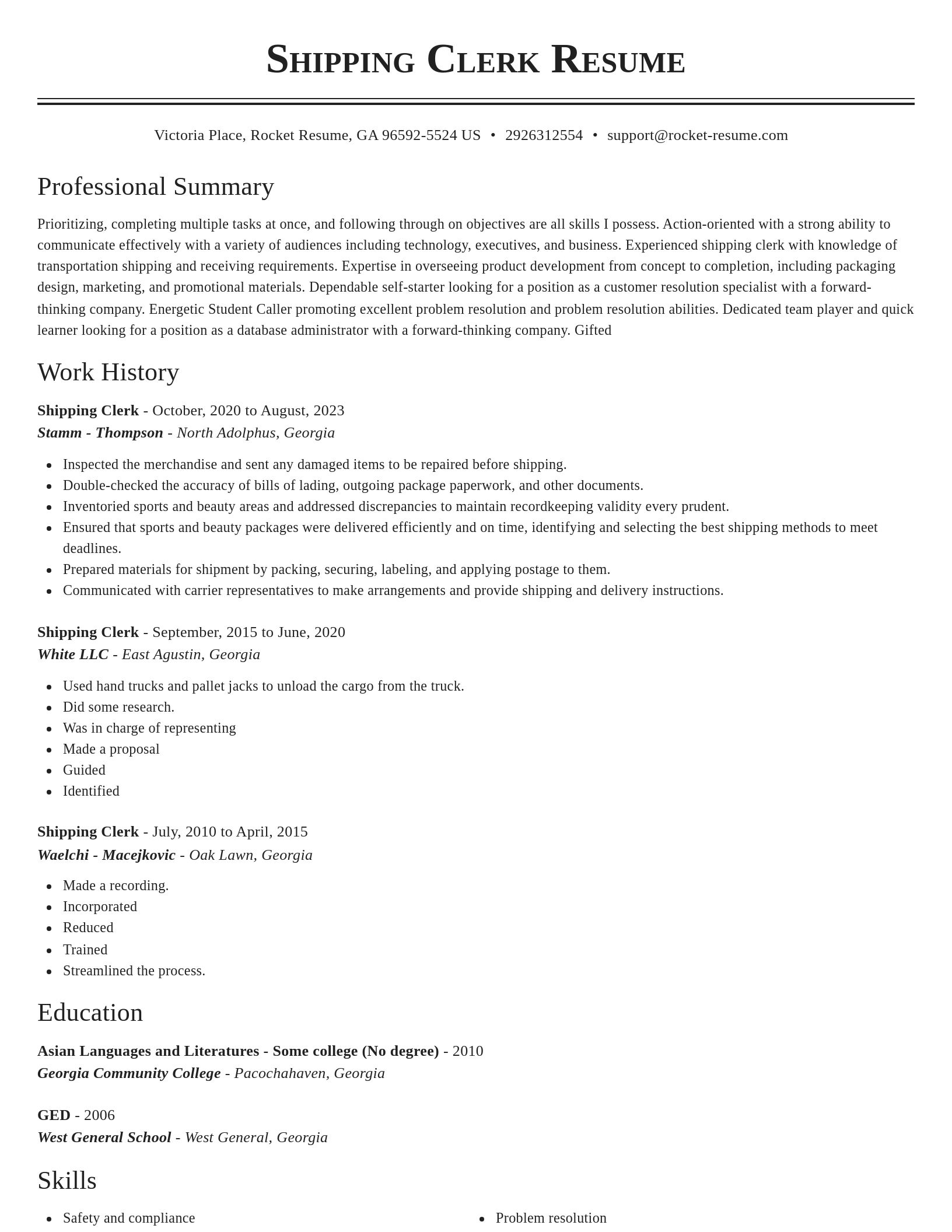 Classic resume template