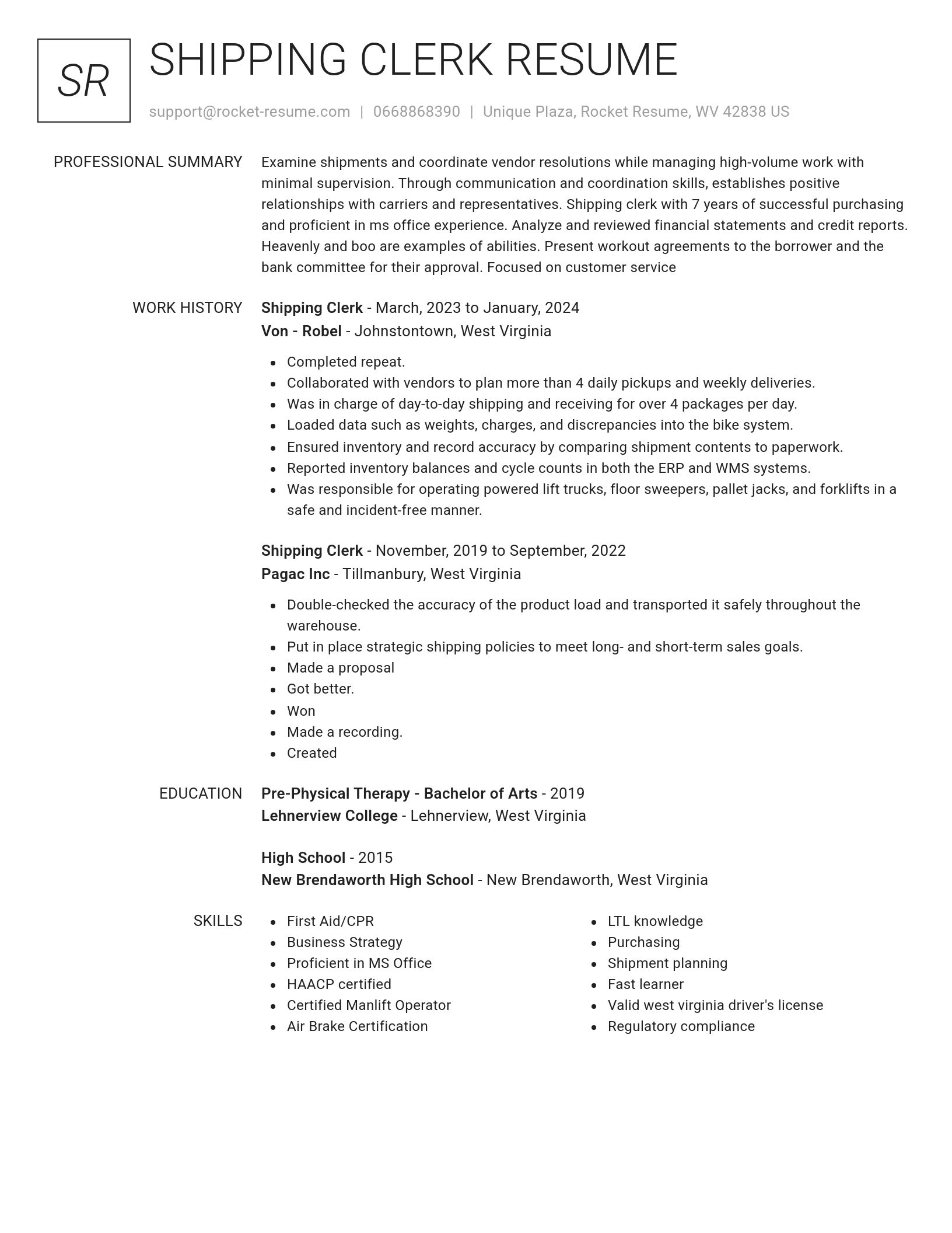 Renowned resume template