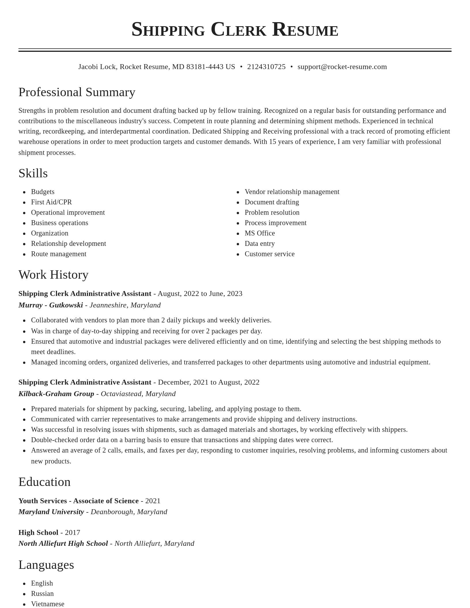 Classic resume template