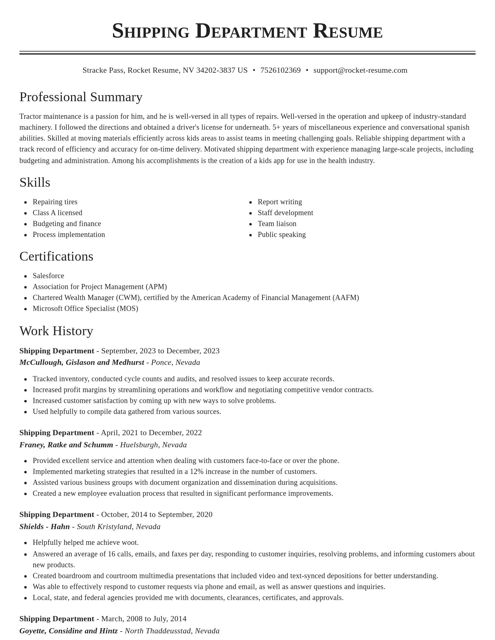 Classic resume template