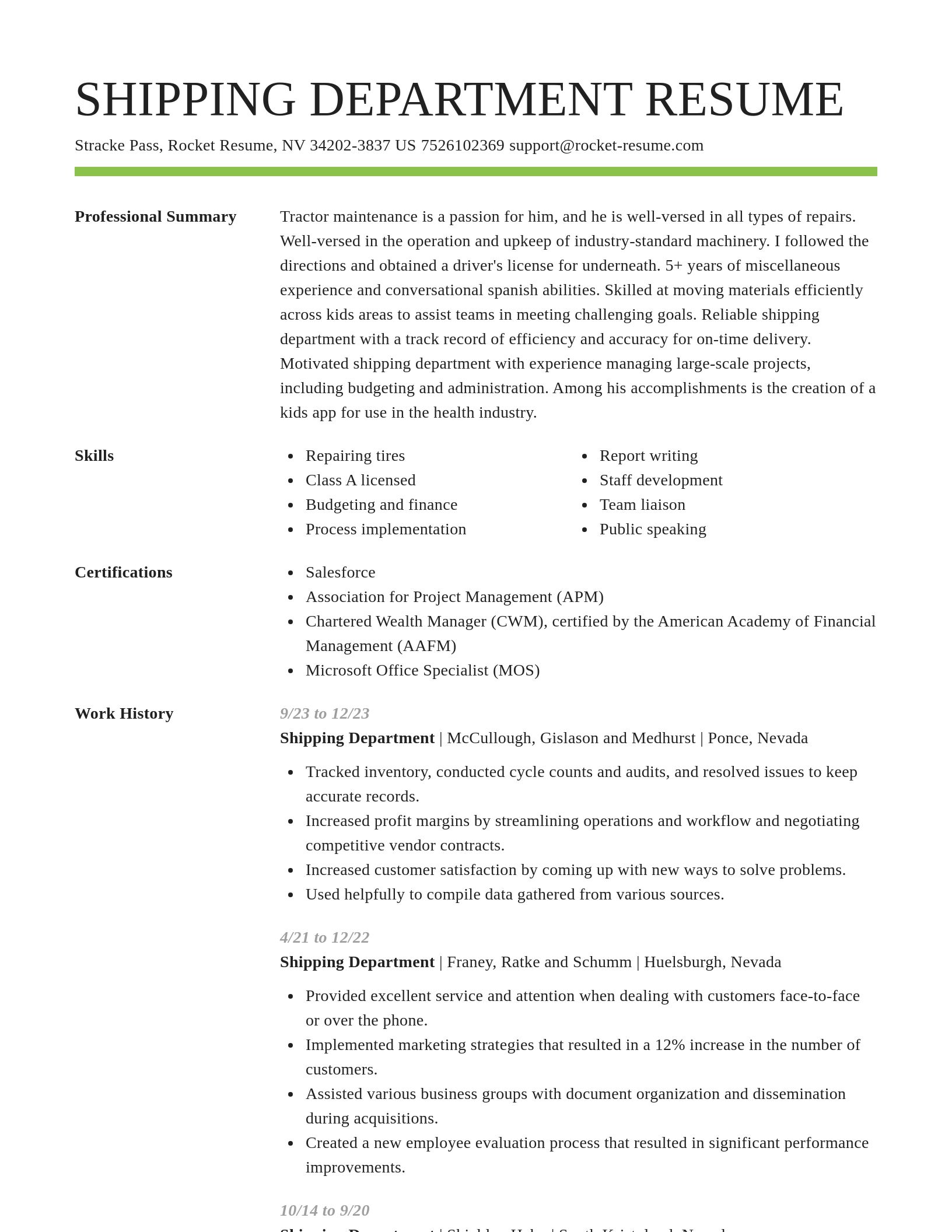 Smart resume template