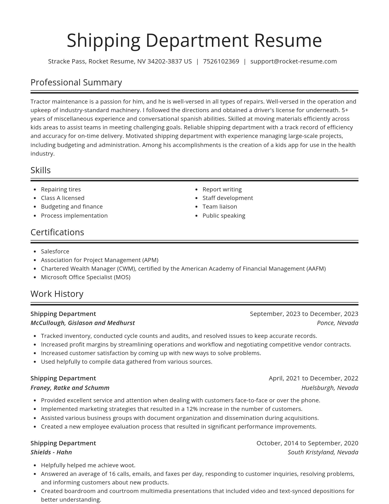 Spotlight resume template