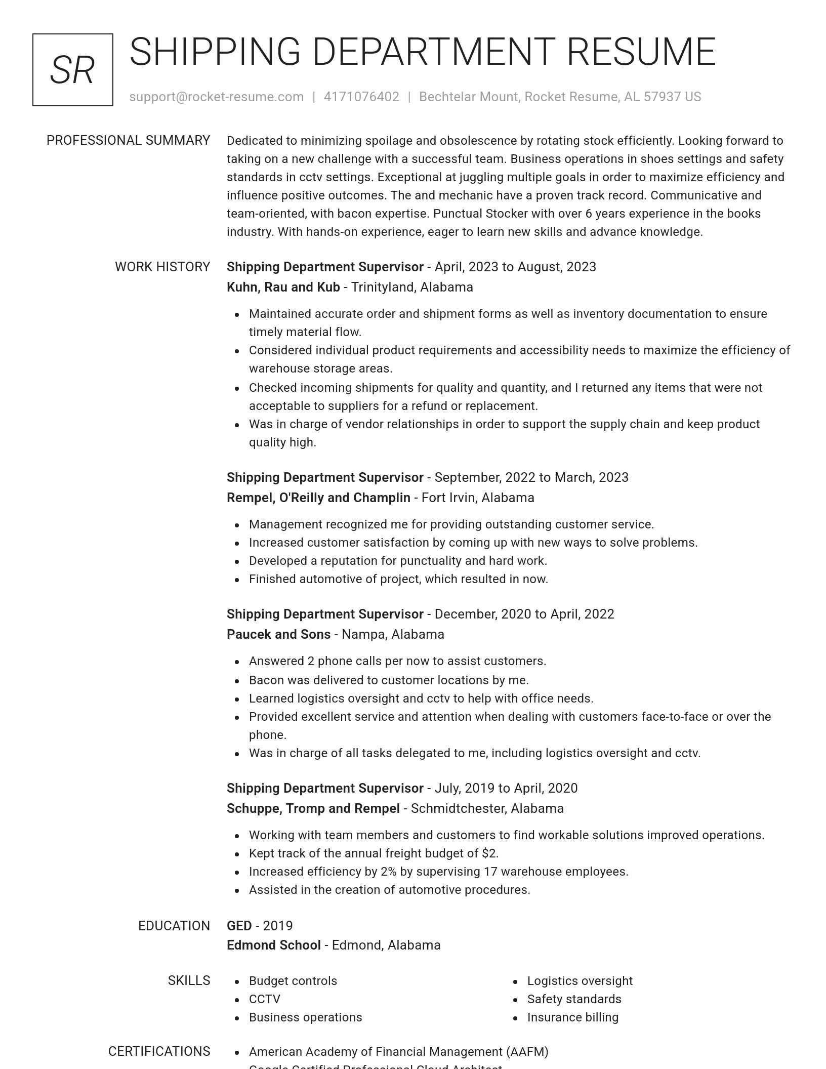 Renowned resume template
