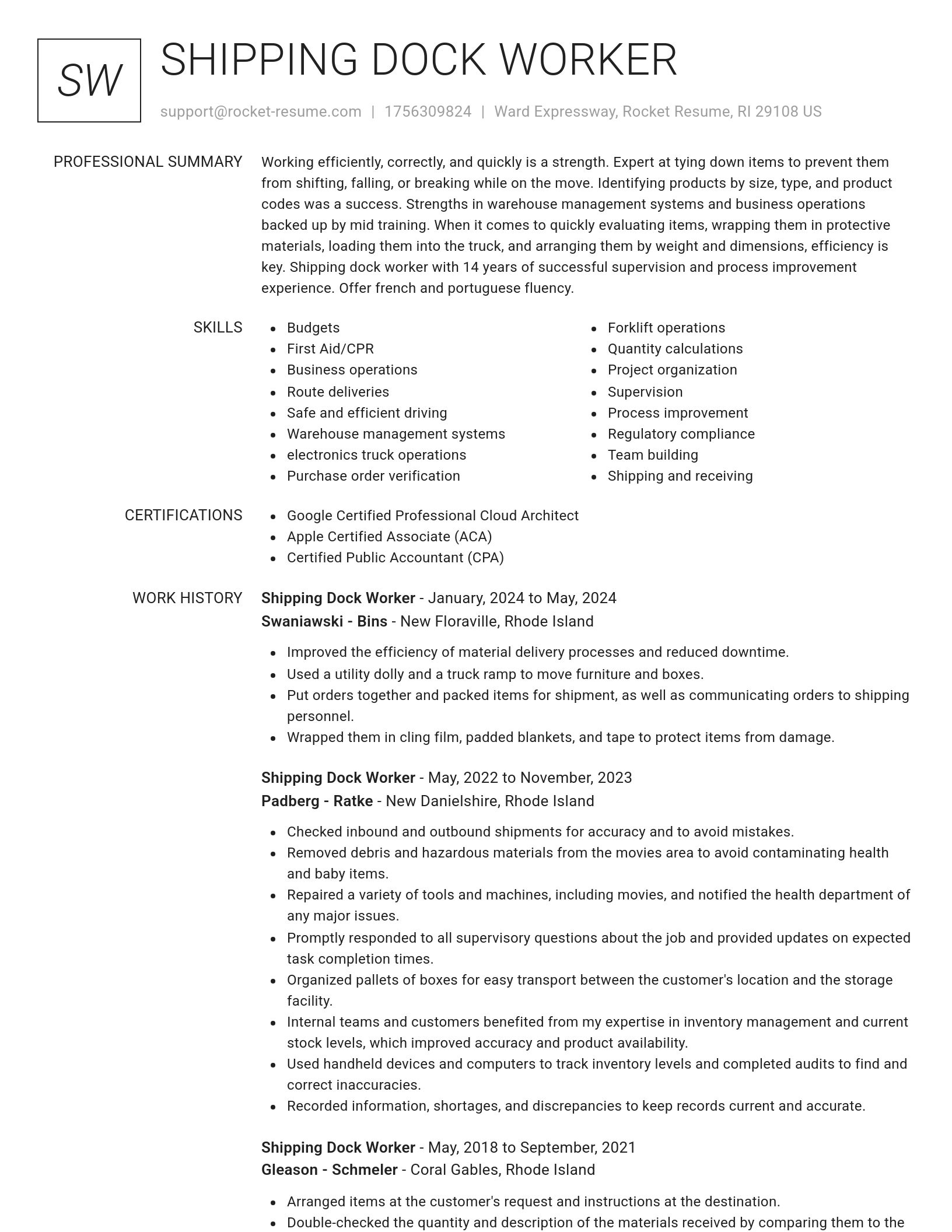Renowned resume template